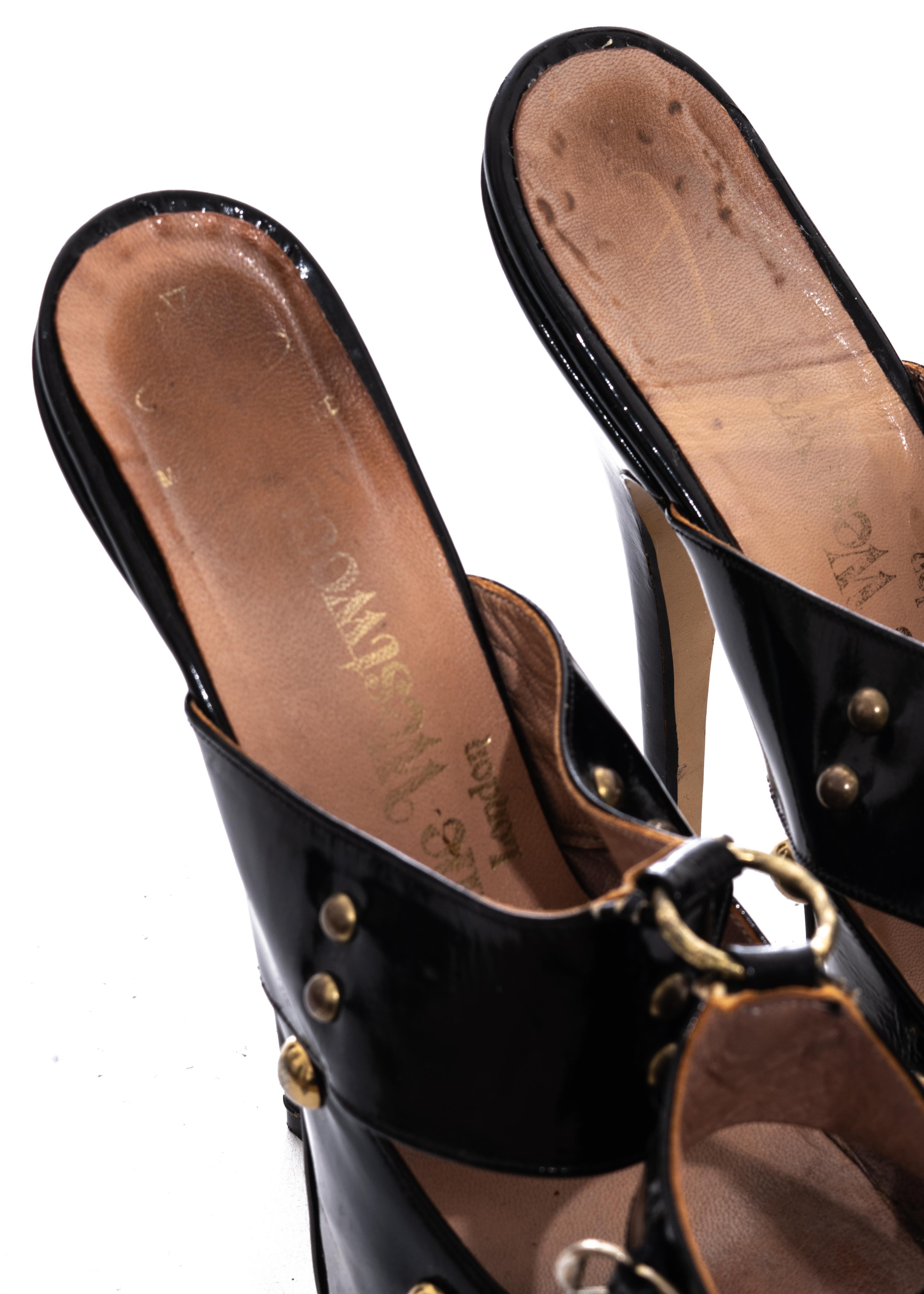 Women's Vivienne Westwood black patent leather studded platform sandals, fw 1994