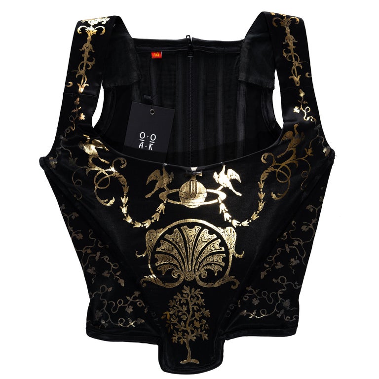 Vivienne Westwood black satin corset with metallic gold  display picture 2