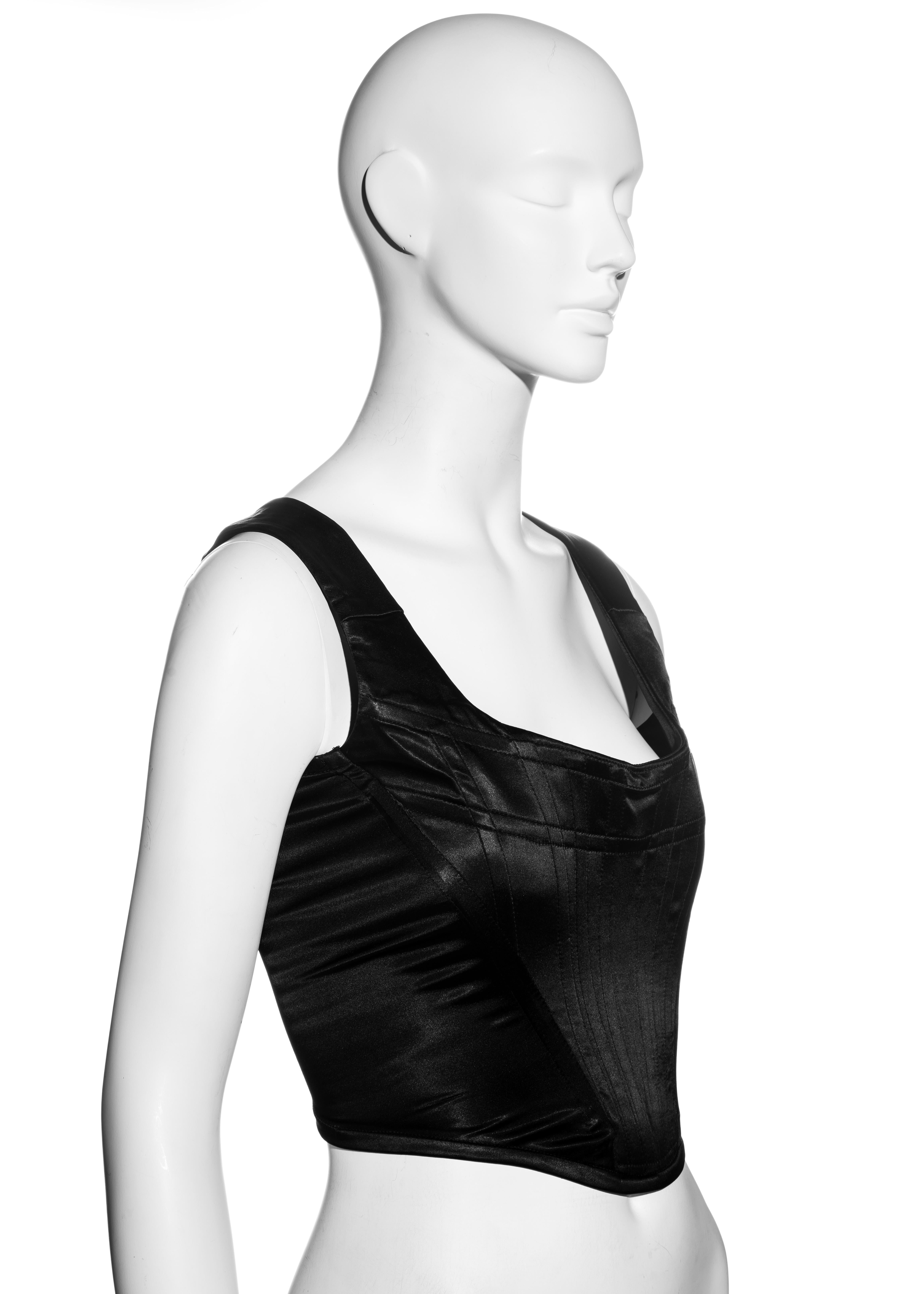 black satin corset bodysuit