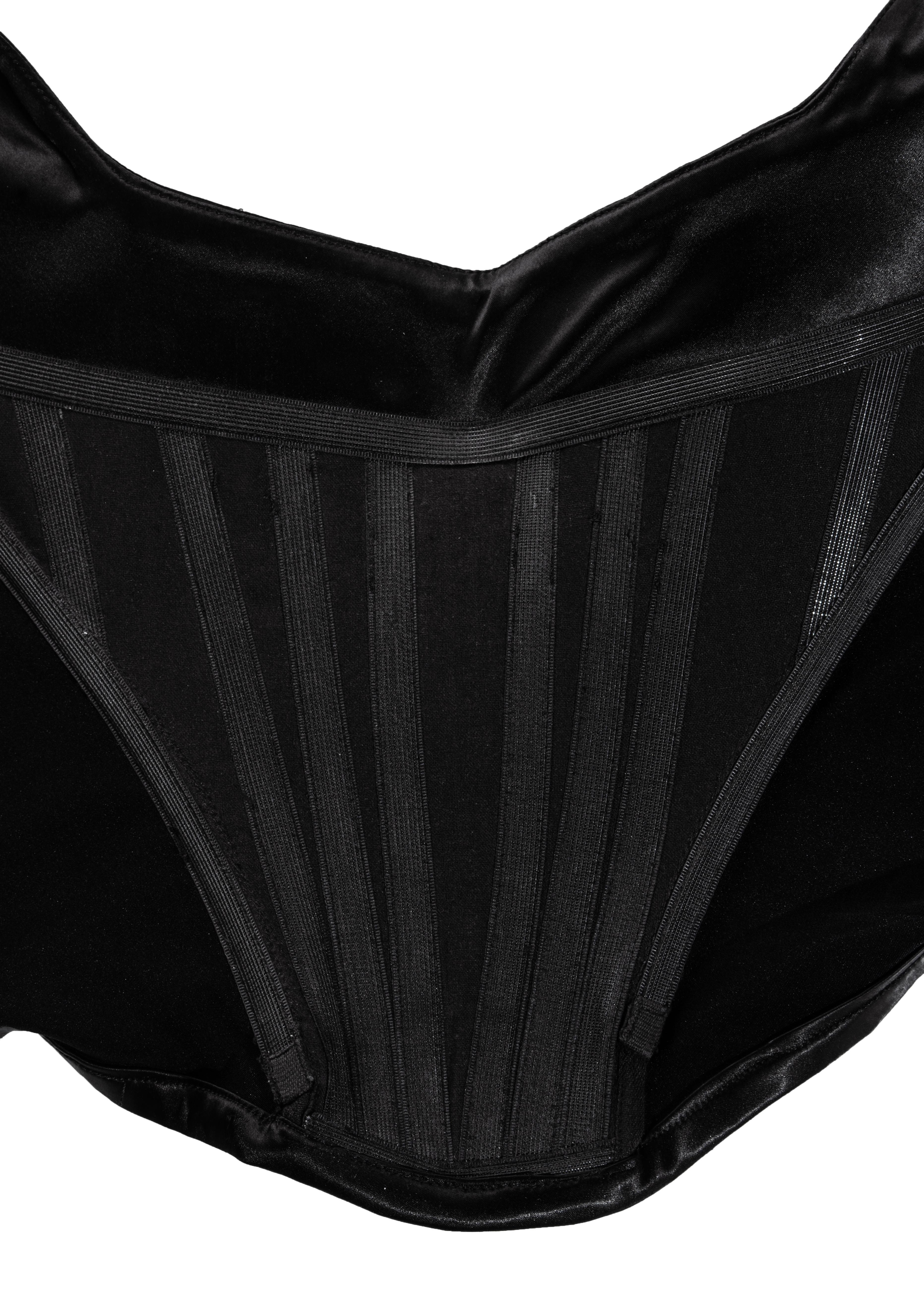 Vivienne Westwood black satin evening corset, c. 1990s In Good Condition For Sale In London, GB