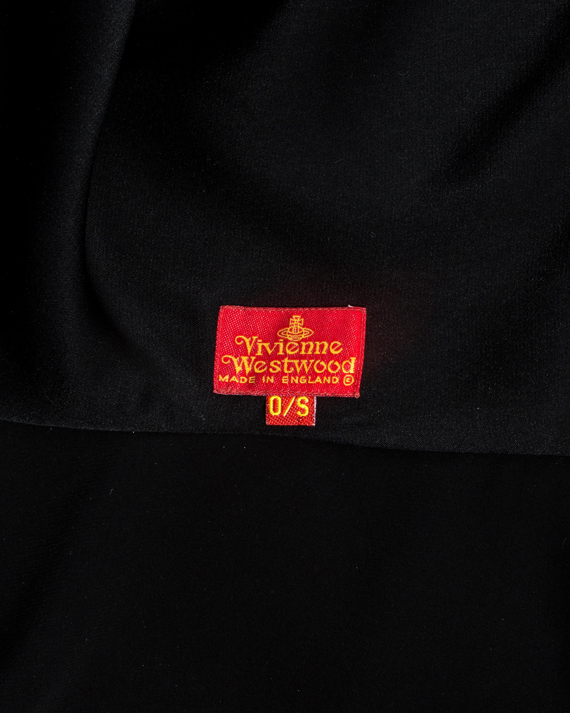 Vivienne Westwood black satin hooded bolero jacket with orange trim, ss 1993 3
