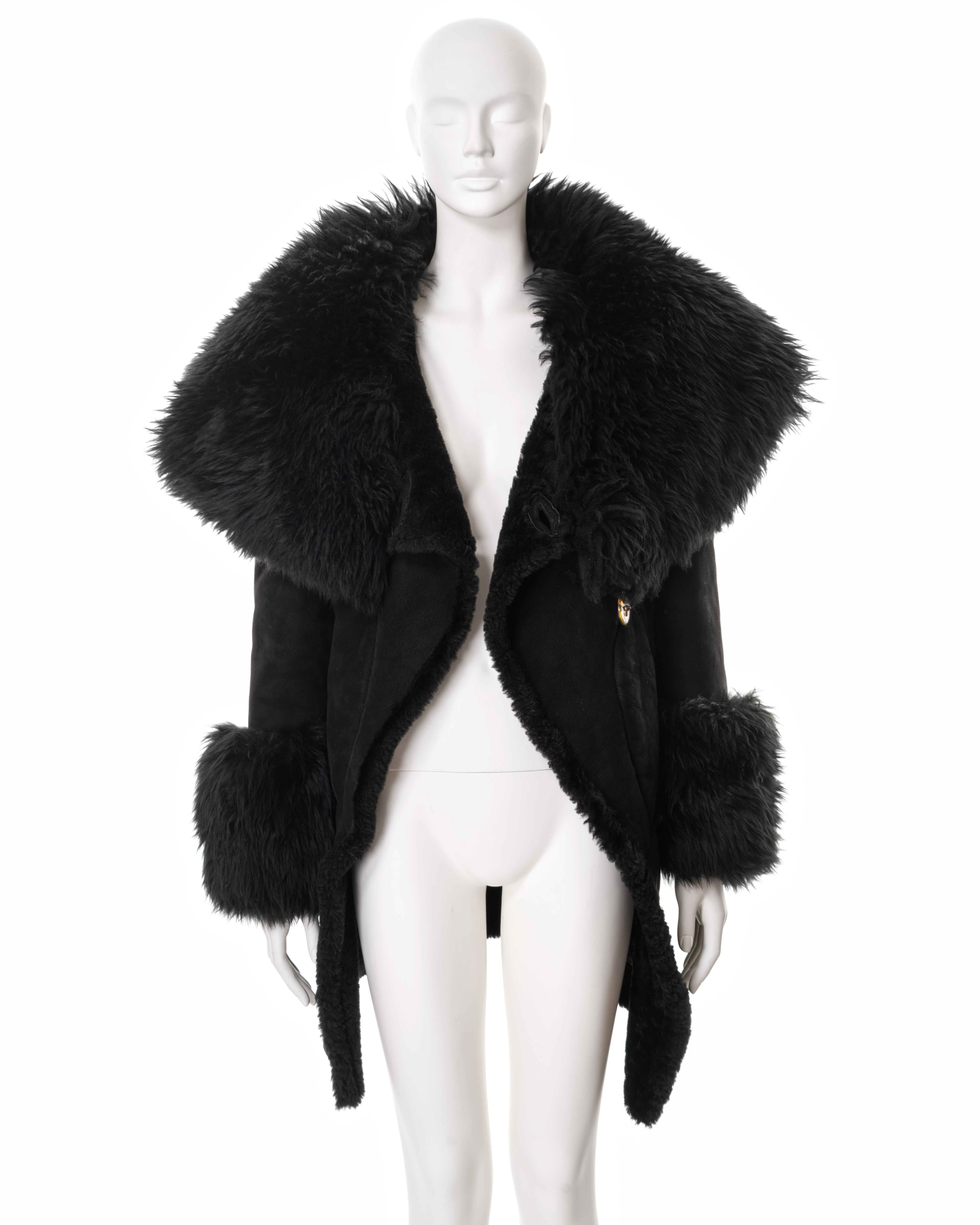 Women's Vivienne Westwood black sheepskin coat, fw 1992 For Sale