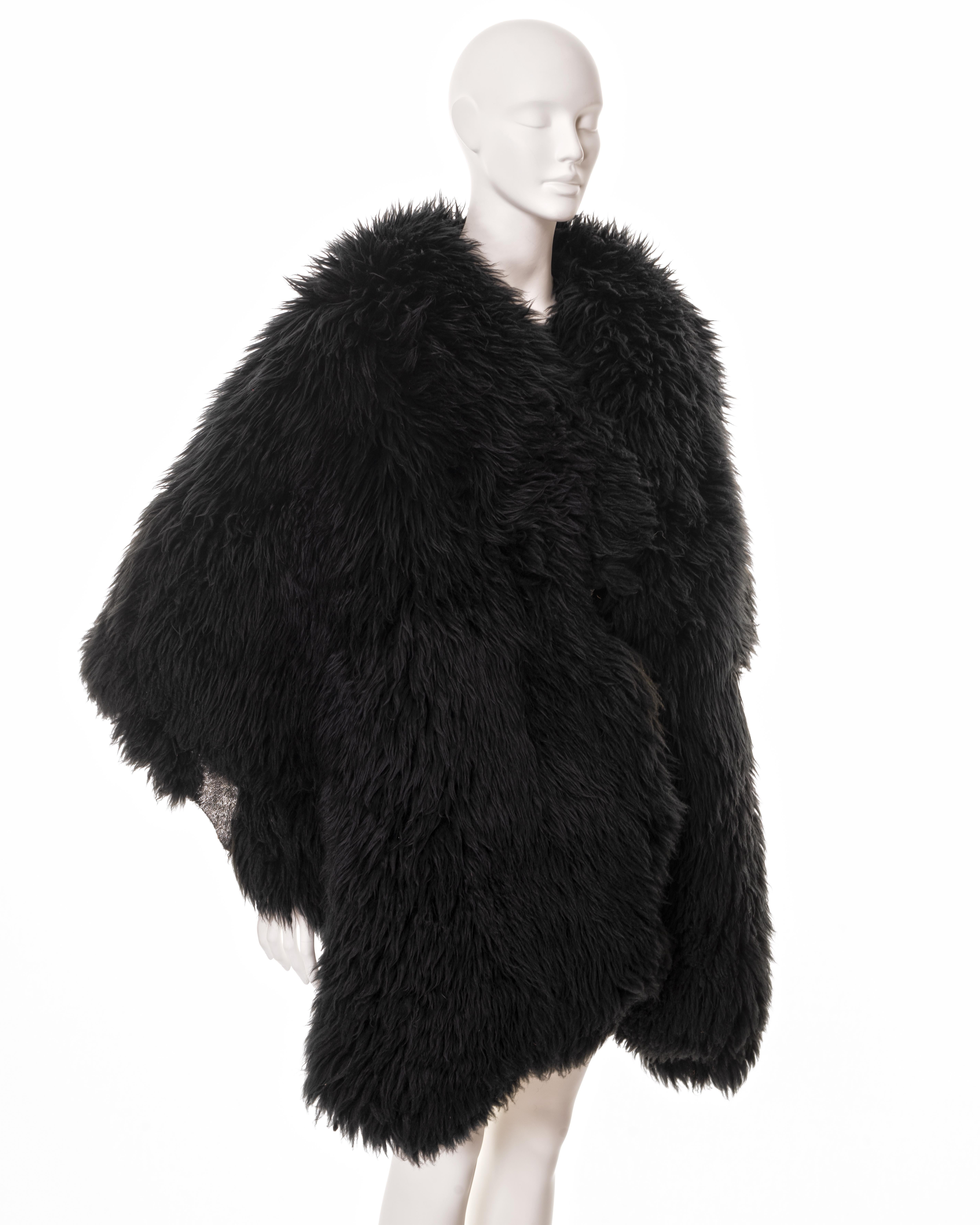 Women's Vivienne Westwood black sheepskin oversized shawl, fw 1992 For Sale