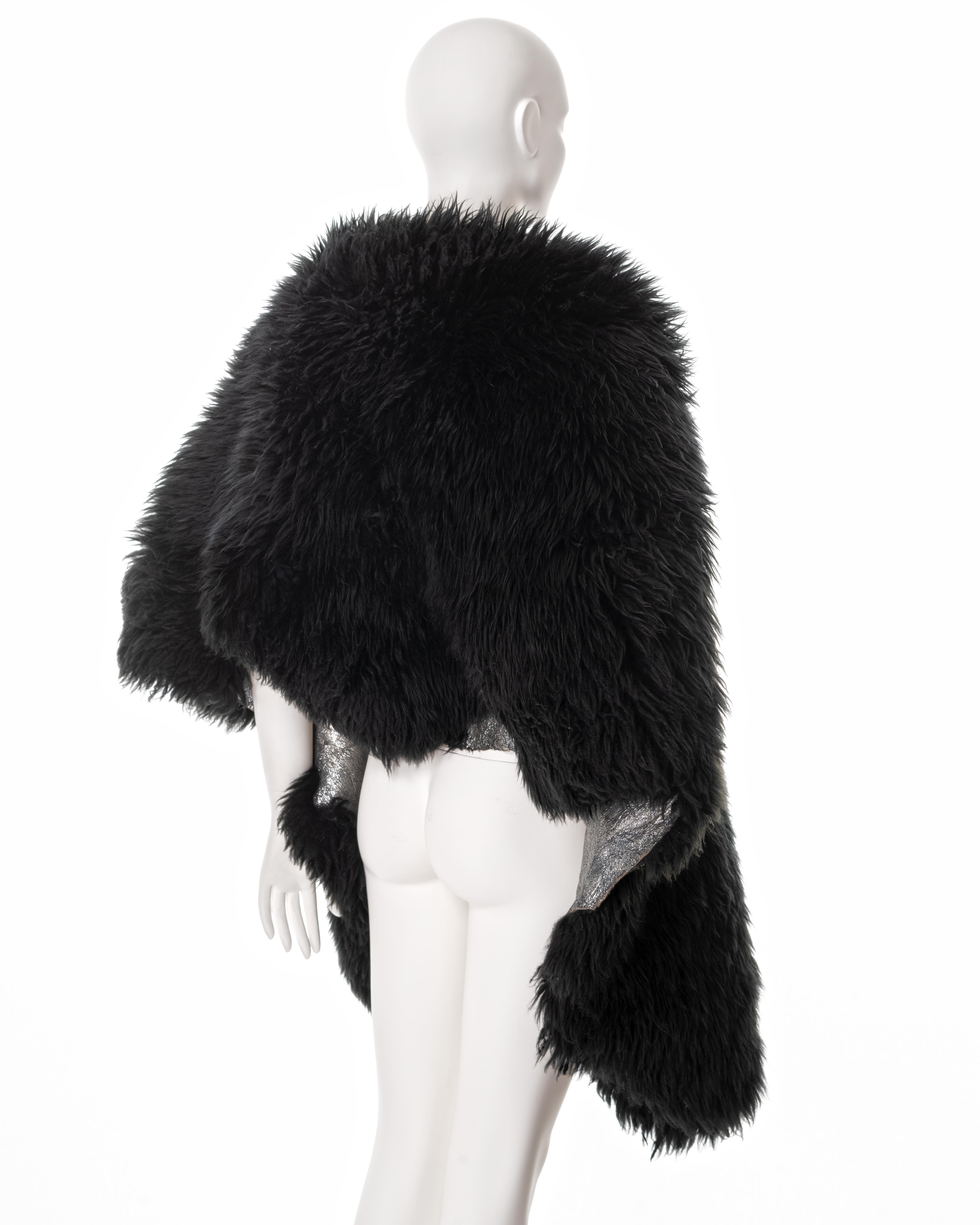 Vivienne Westwood black sheepskin oversized shawl, fw 1992 For Sale 2