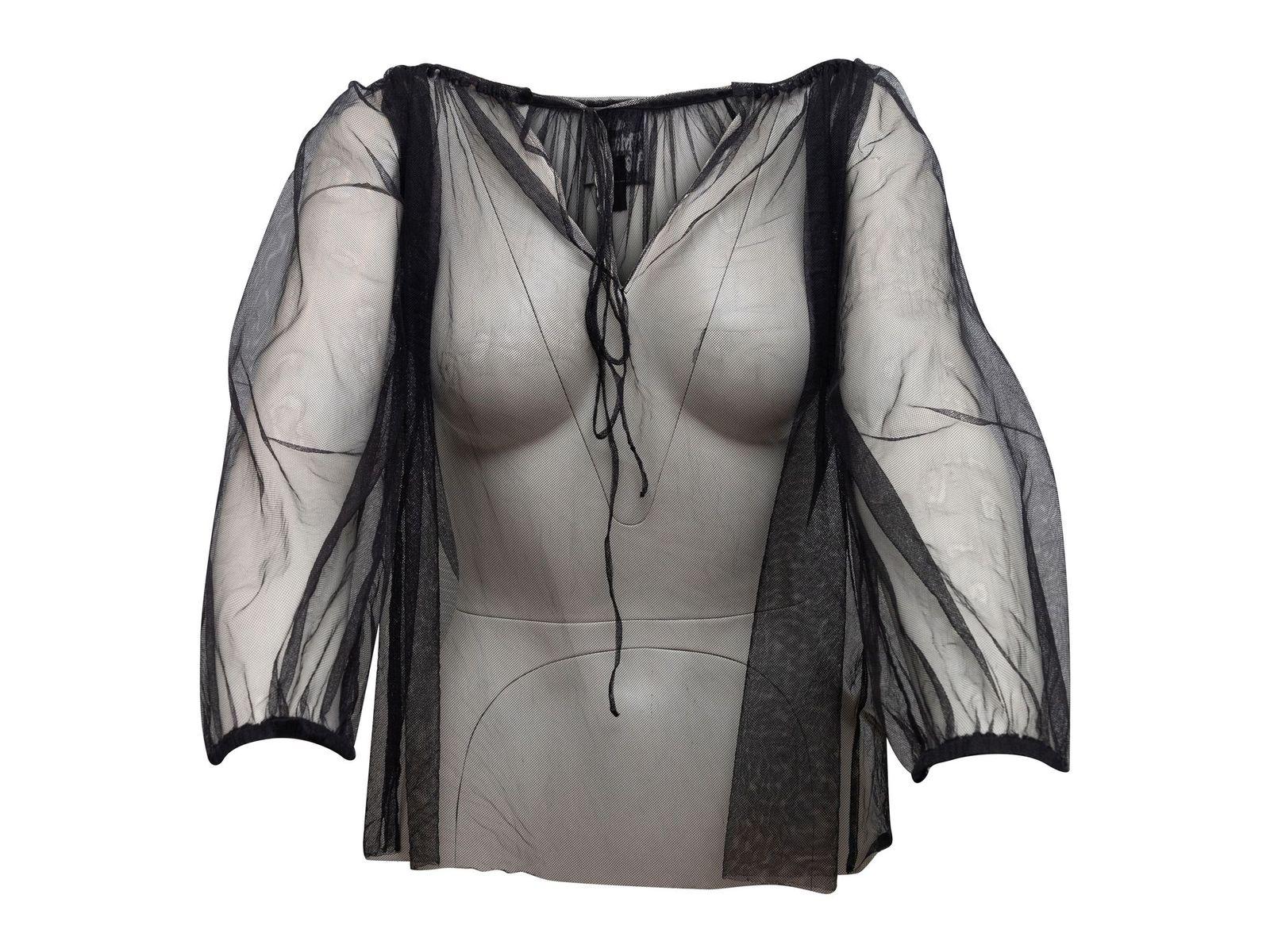 Vivienne Westwood Black Sheer Peasant Blouse In Good Condition In New York, NY