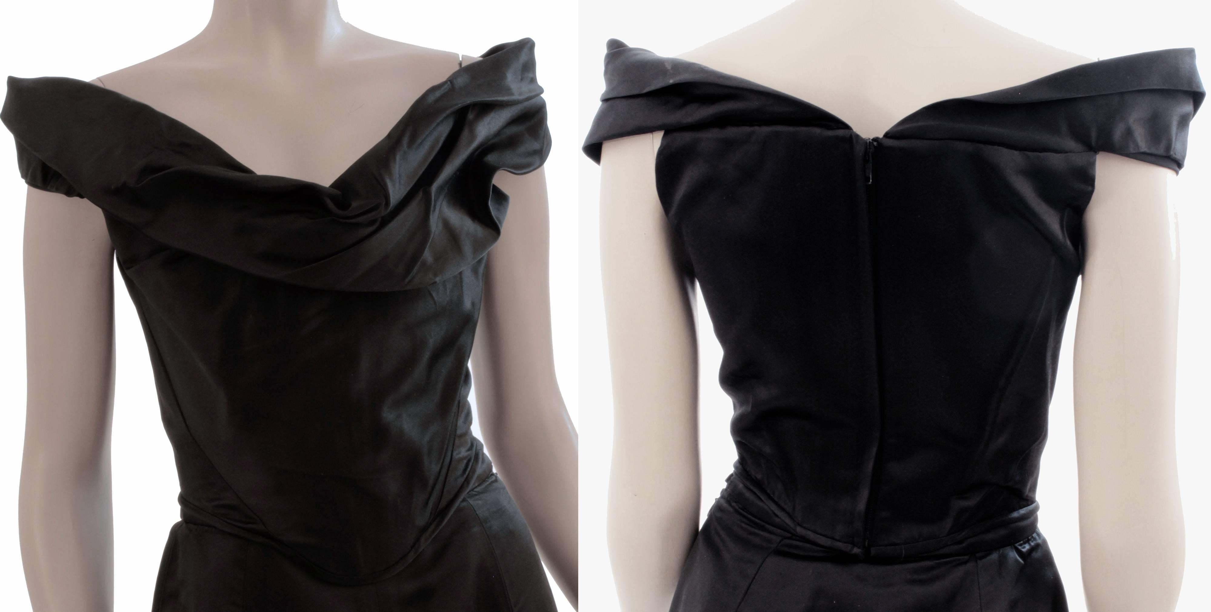 Women's Vivienne Westwood Black Silk Corset Gown 2pc Special Couture Gold Label 10/12
