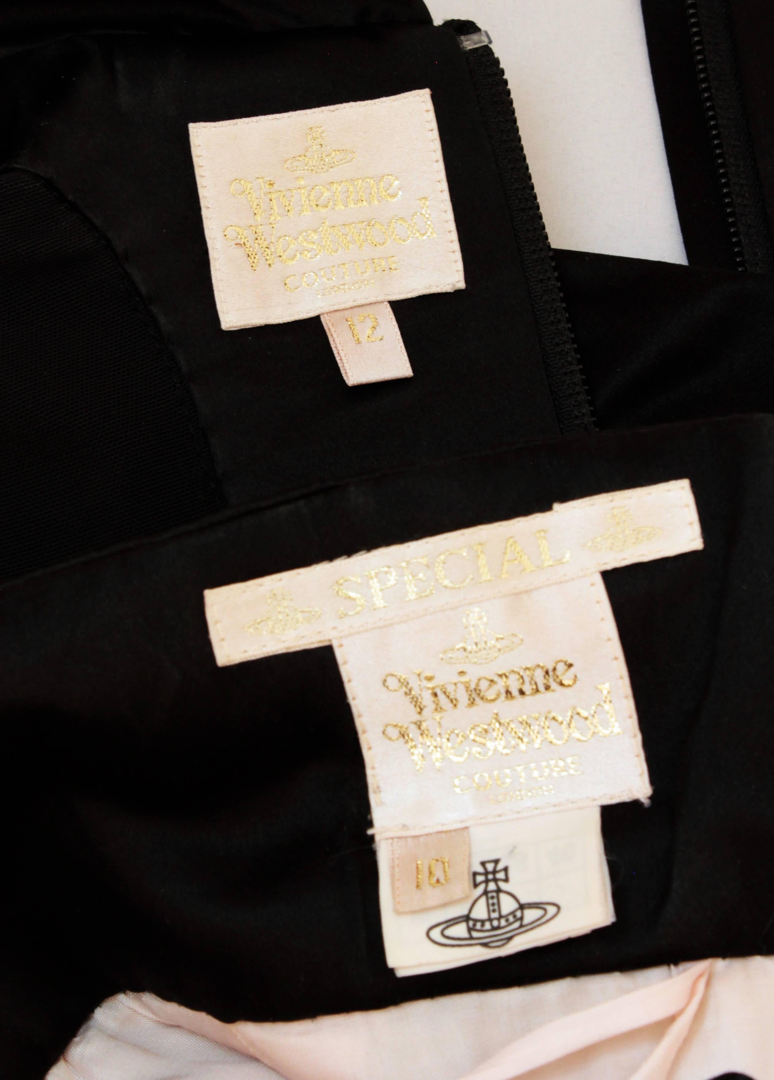 Vivienne Westwood Black Silk Corset Gown 2pc Special Couture Gold Label 10/12 2