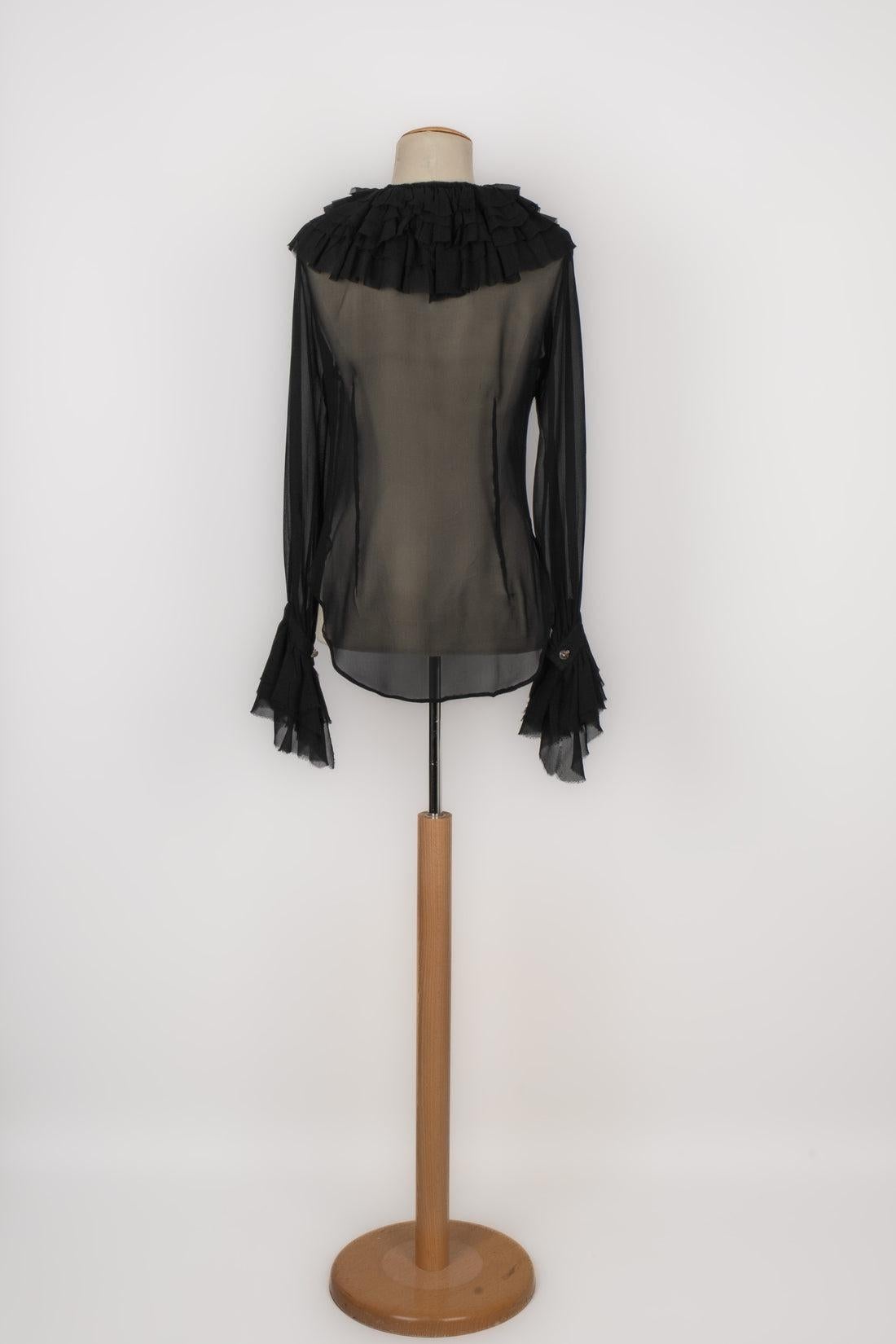 Vivienne Westwood Black Silk Flounced Blouse In Excellent Condition In SAINT-OUEN-SUR-SEINE, FR
