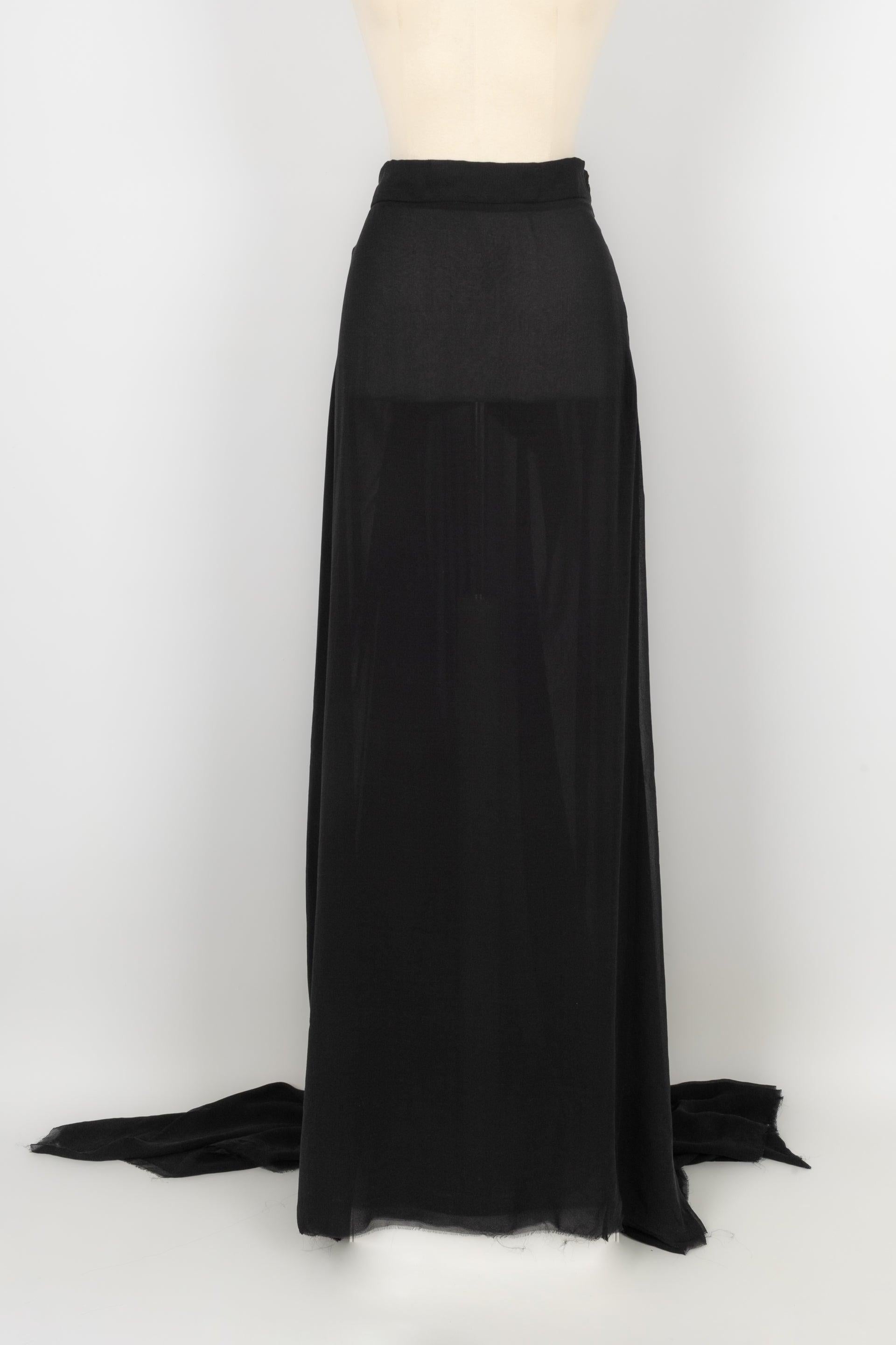 Vivienne Westwood Black Silk Long Asymmetrical Skirt In Excellent Condition For Sale In SAINT-OUEN-SUR-SEINE, FR