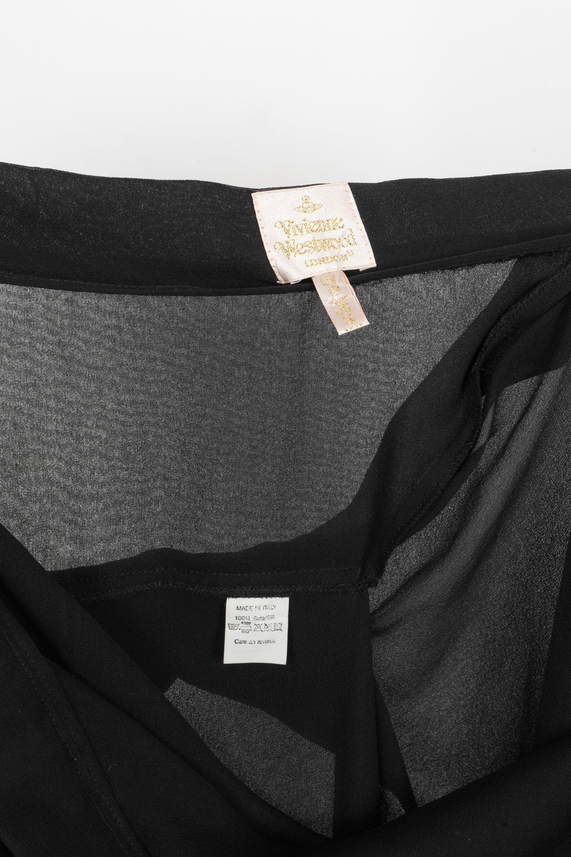 Jupe longue asymétrique en soie noire Vivienne Westwood en vente 4