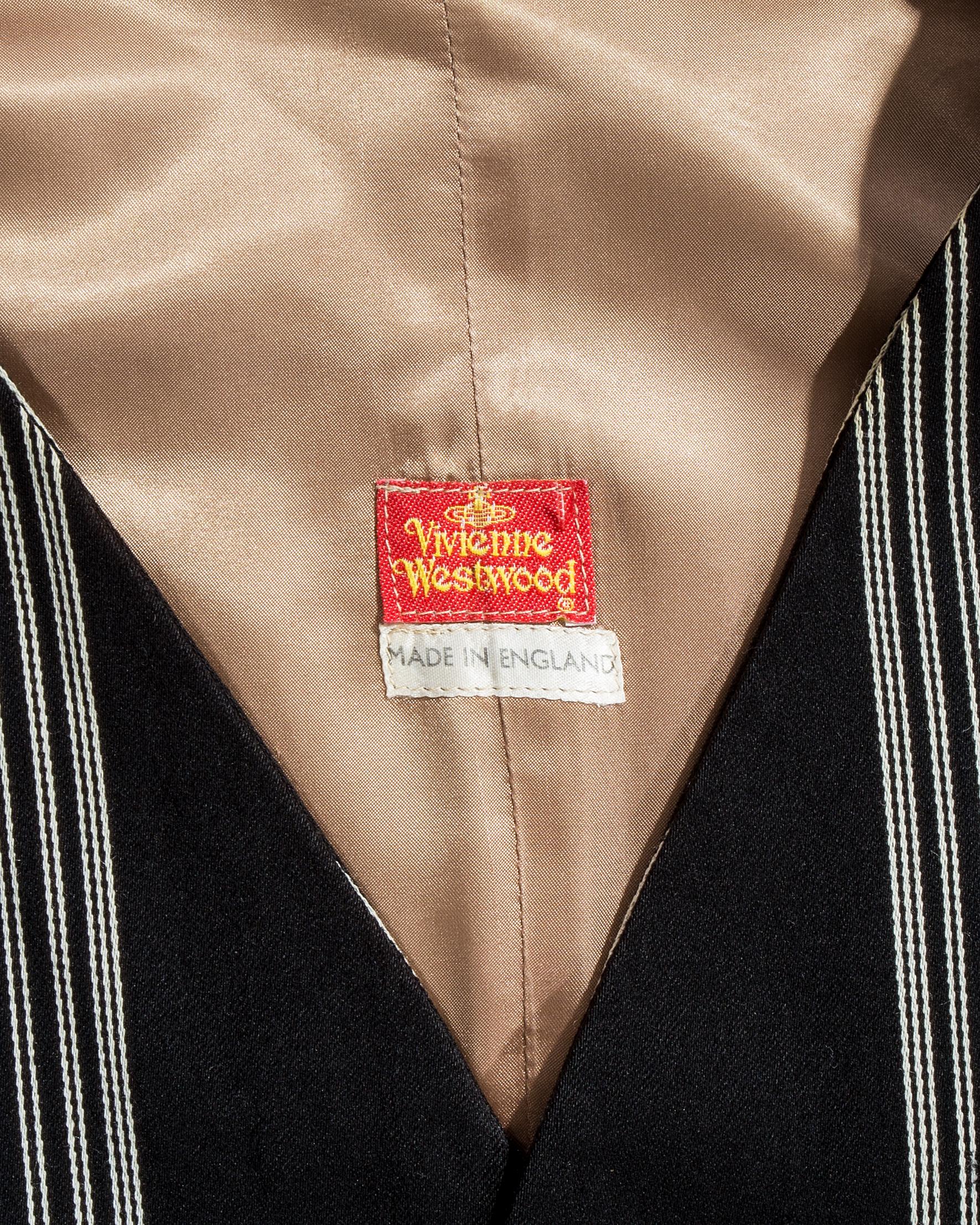 Black Vivienne Westwood black striped wool Armour Jacket, fw 1989 For Sale