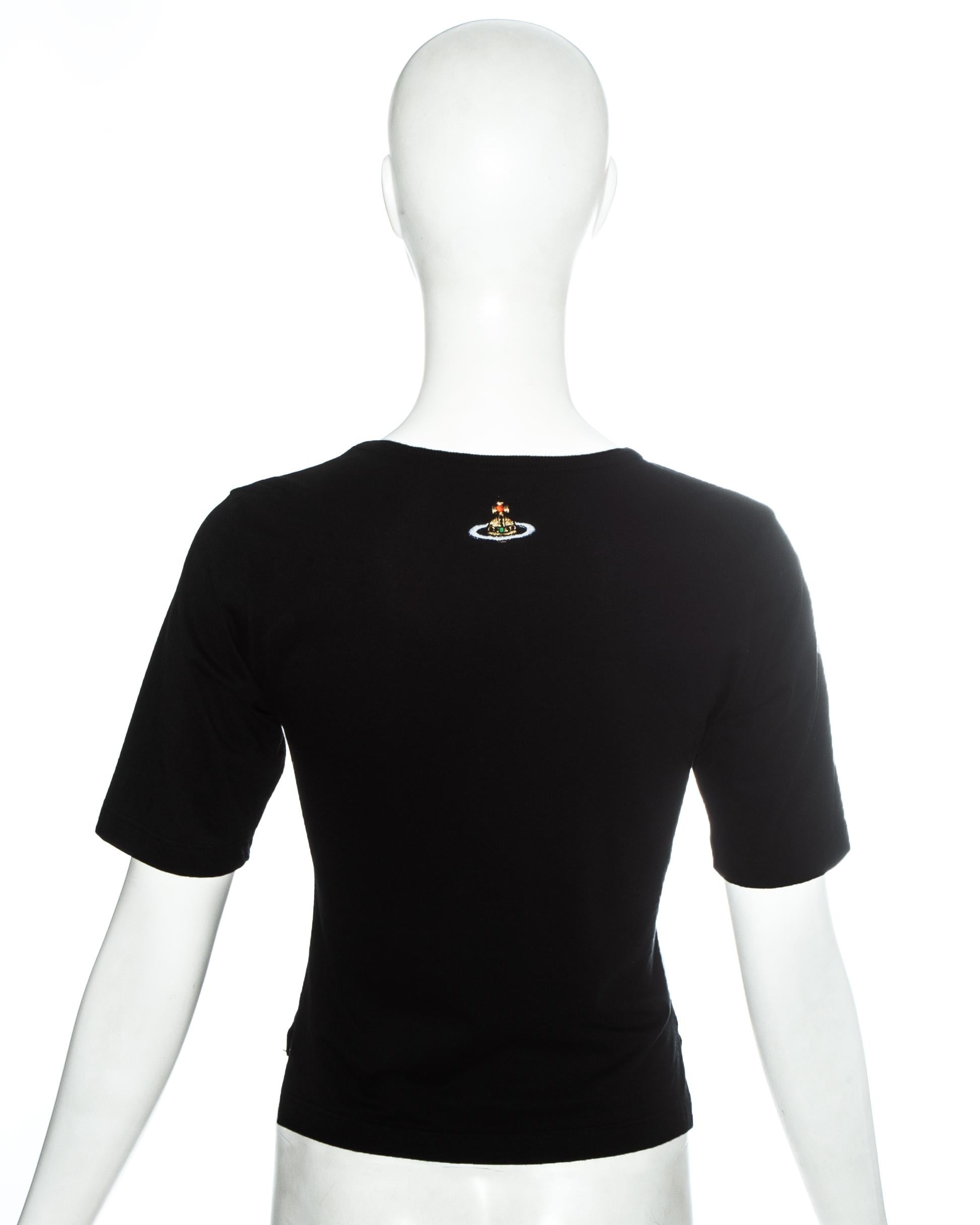 Black Vivienne Westwood black t-shirt with gold foil vagina print, ss 1994 For Sale