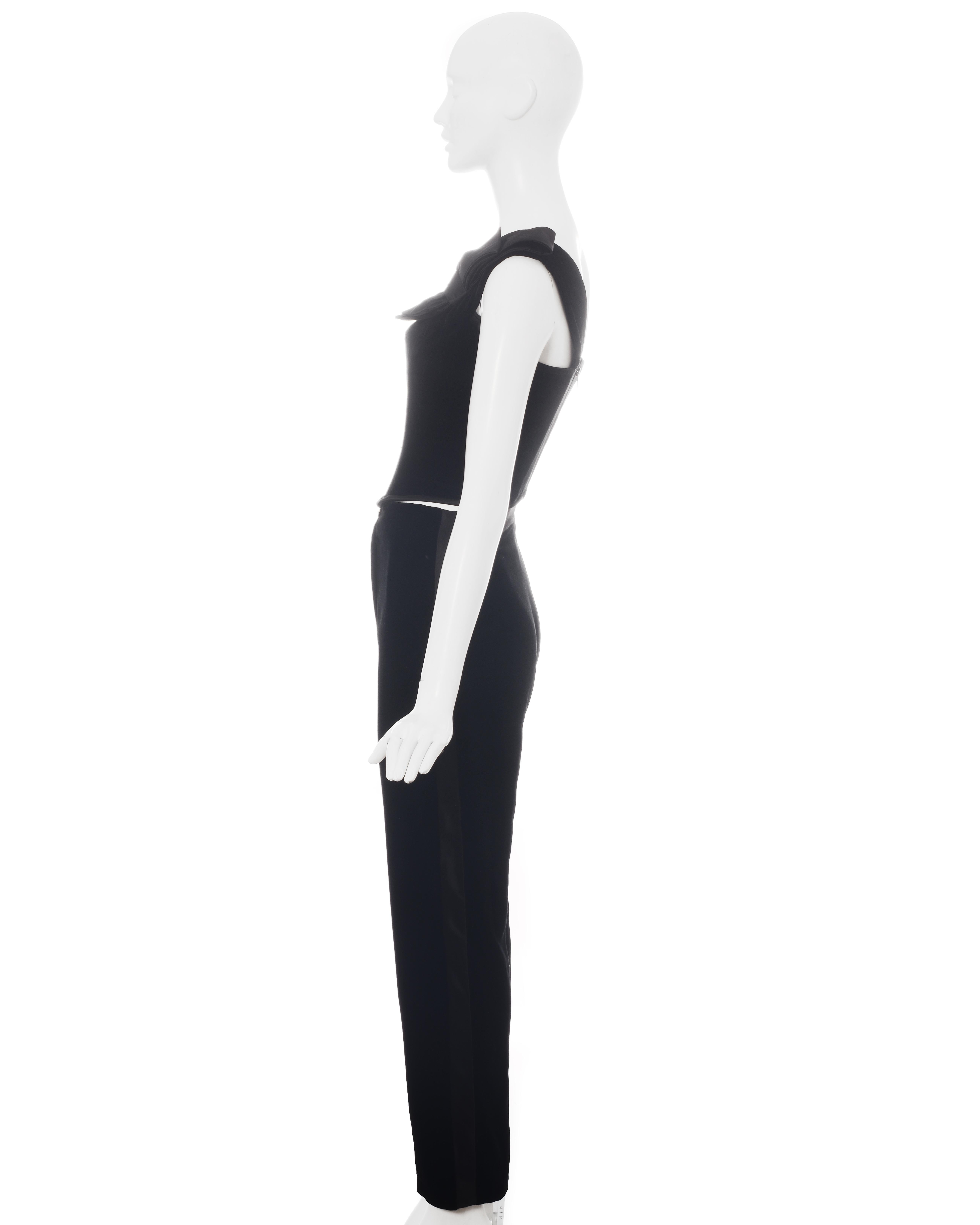 Black Vivienne Westwood black velvet and satin corset pant suit, fw 1996
