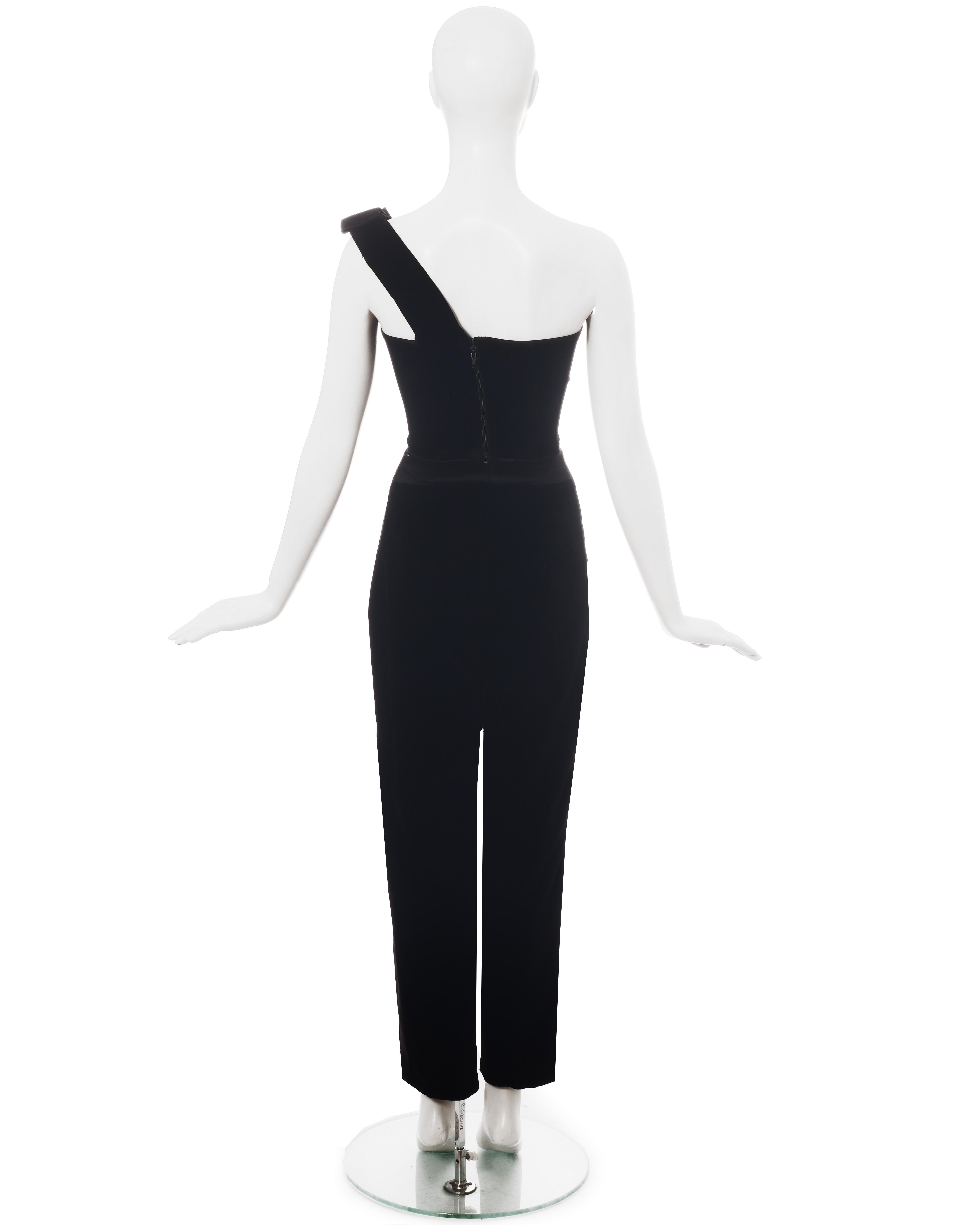 Vivienne Westwood black velvet and satin corset pant suit, fw 1996 In Excellent Condition In London, GB