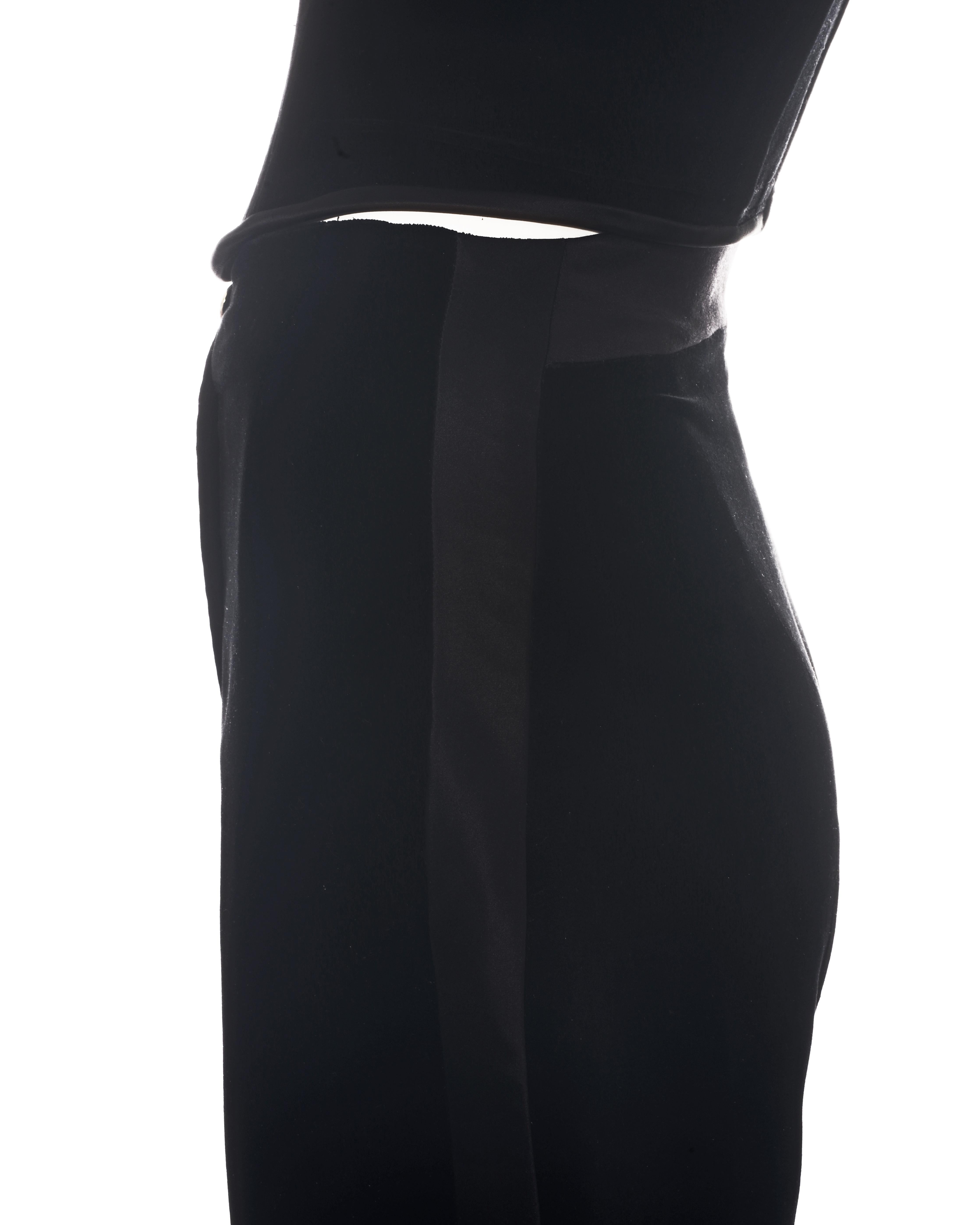 Women's Vivienne Westwood black velvet and satin corset pant suit, fw 1996
