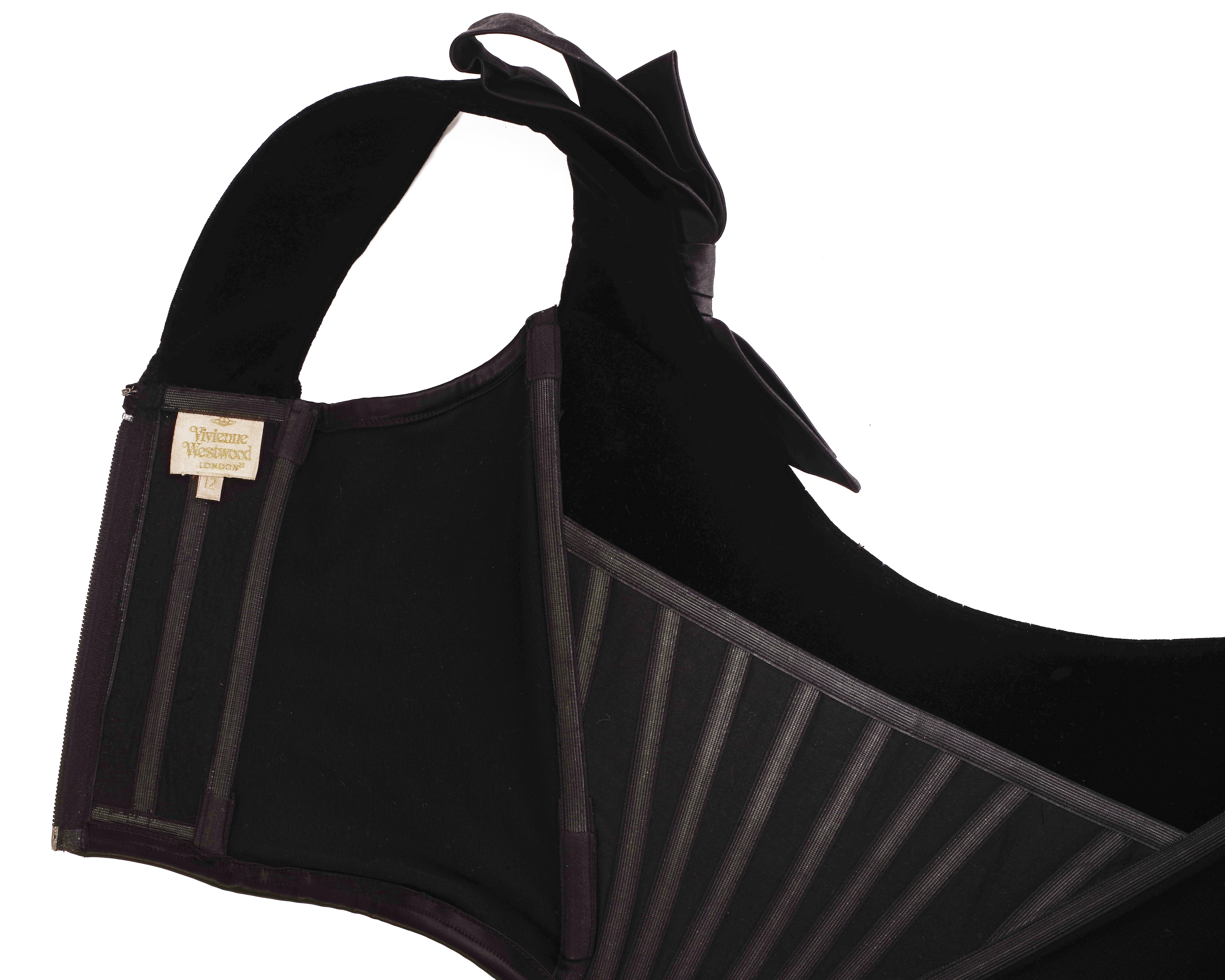 Vivienne Westwood black velvet and satin corset pant suit, fw 1996 1