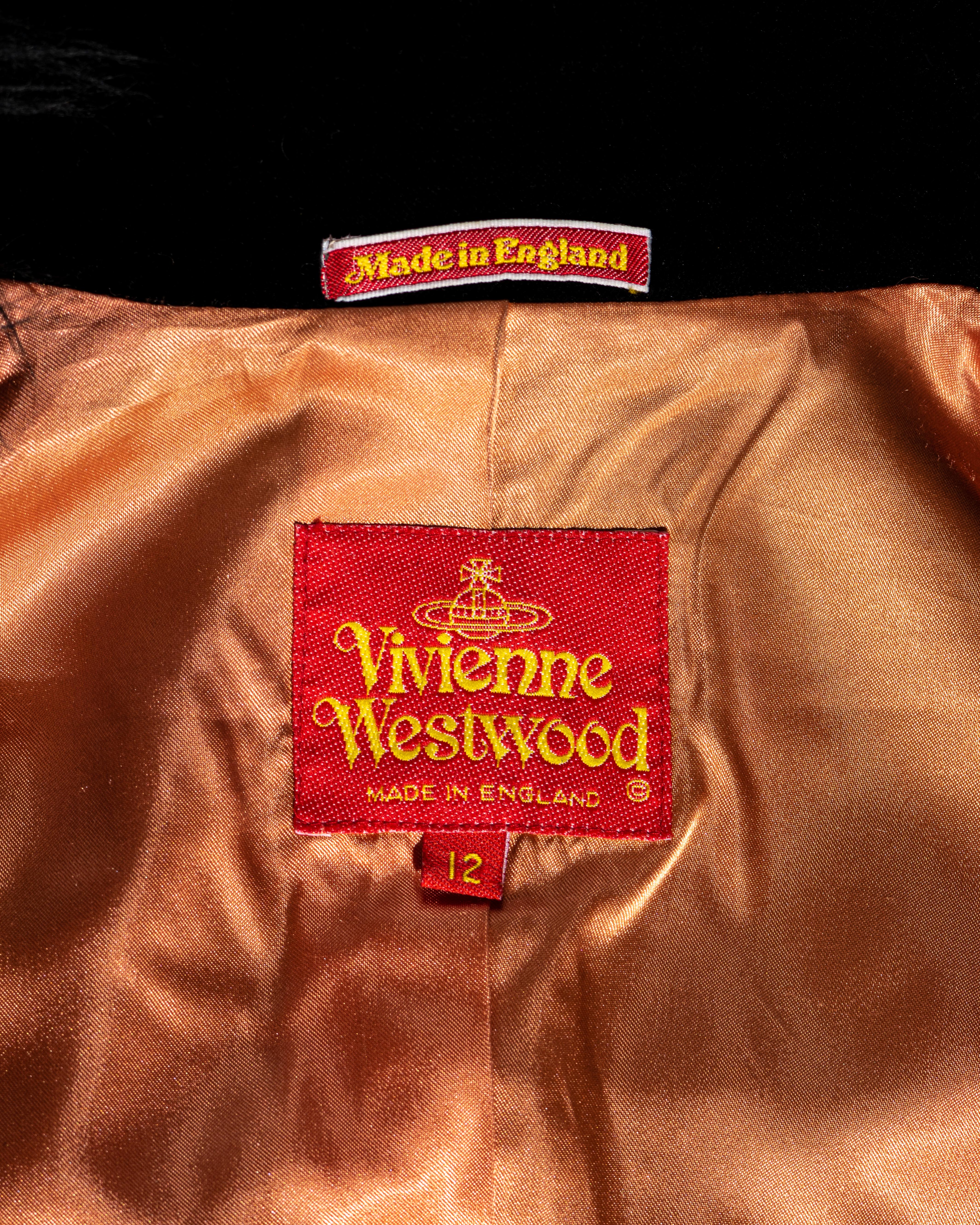 Vivienne Westwood black velvet and sheepskin double breasted coat, fw 1992 2
