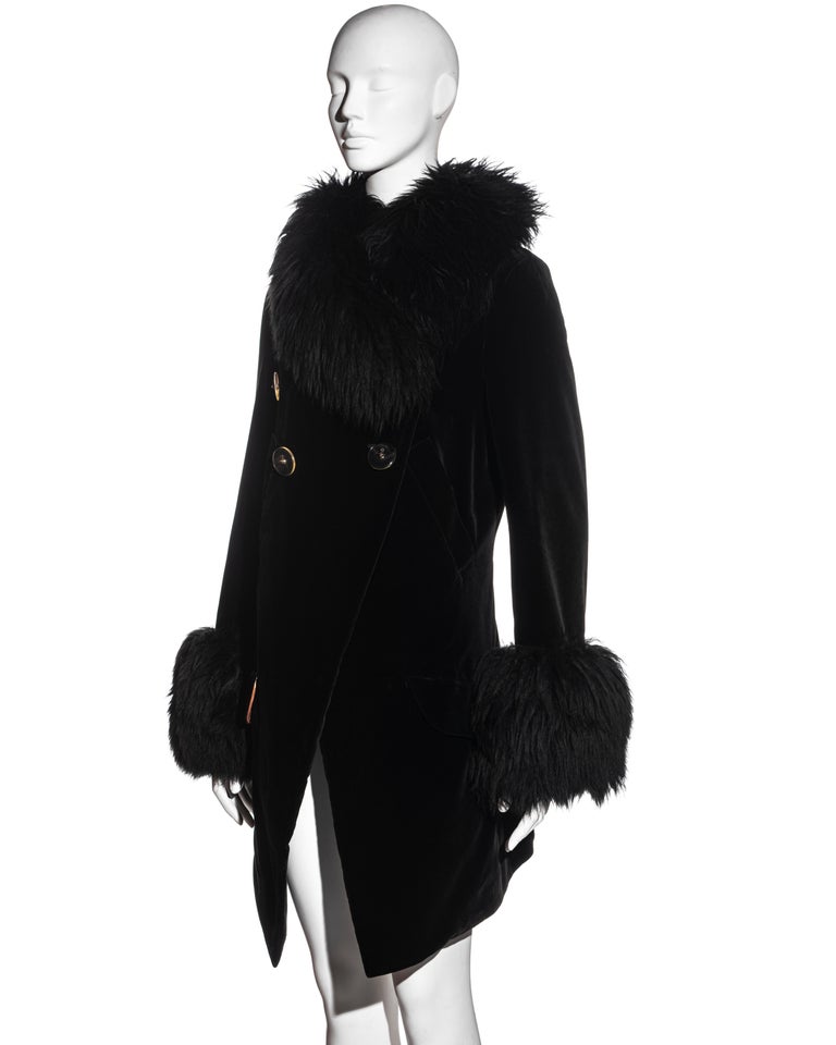 Vivienne Westwood black velvet and sheepskin double breasted coat, fw ...