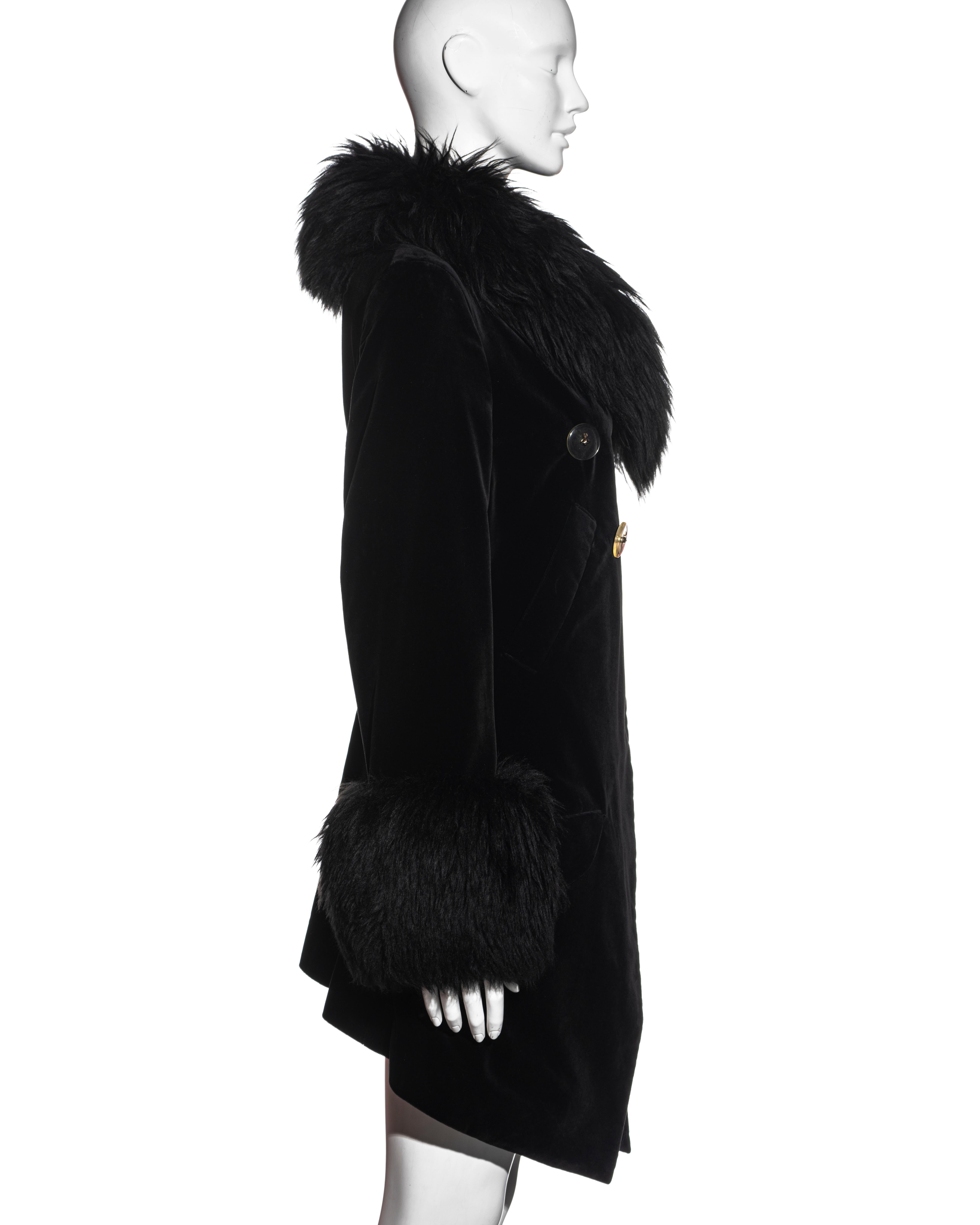 Women's Vivienne Westwood black velvet and sheepskin double breasted coat, fw 1992