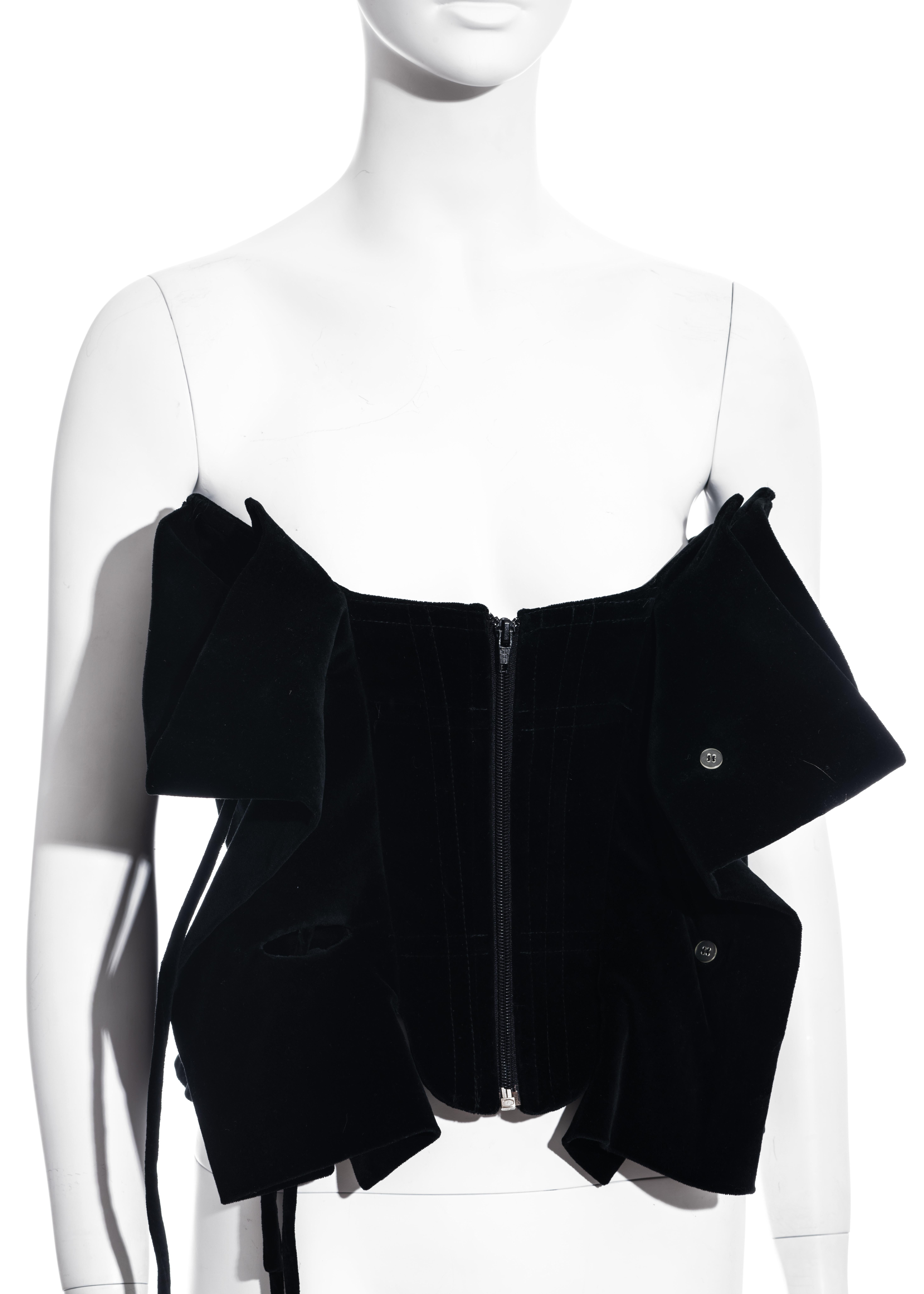 De las mujeres Vivienne Westwood corsé abotonado de terciopelo negro, fw 1998