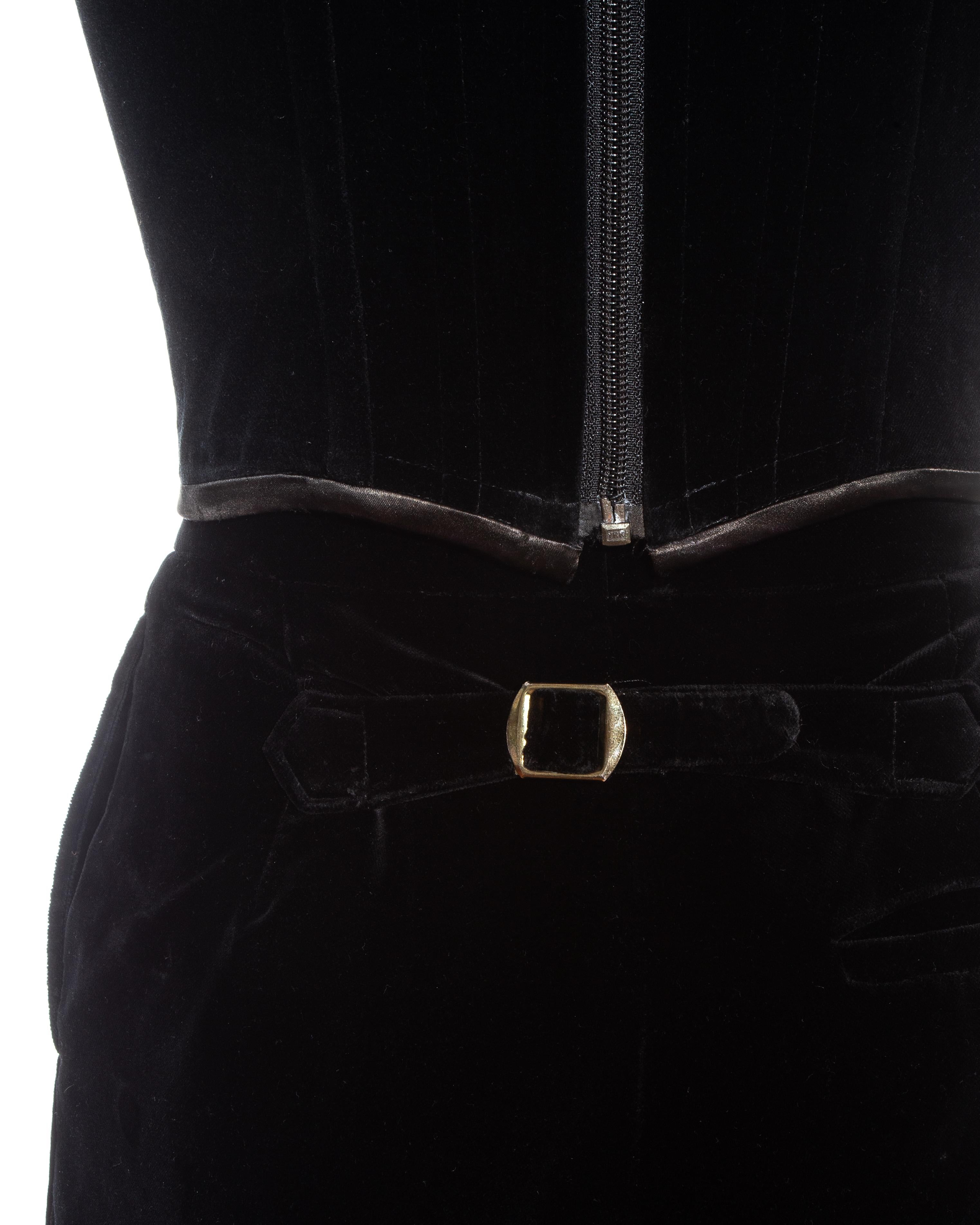 Black Vivienne Westwood black velvet corset and pants ensemble, fw 1992 For Sale