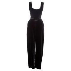Used Vivienne Westwood black velvet corset and pants ensemble, fw 1992