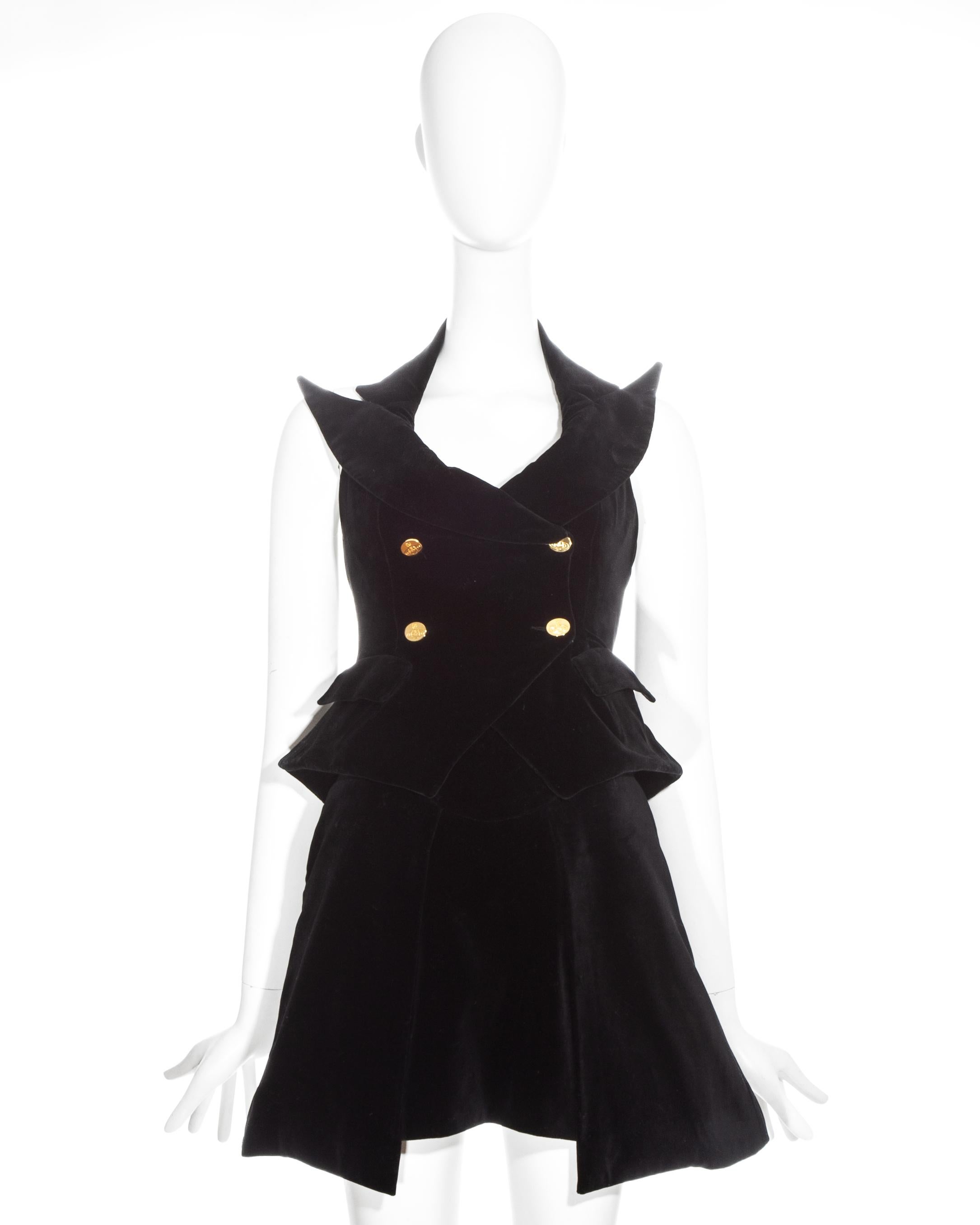 Conjunto de corsé y falda de terciopelo negro Vivienne Westwood, ss 1995 en Excelente Estado en London, GB