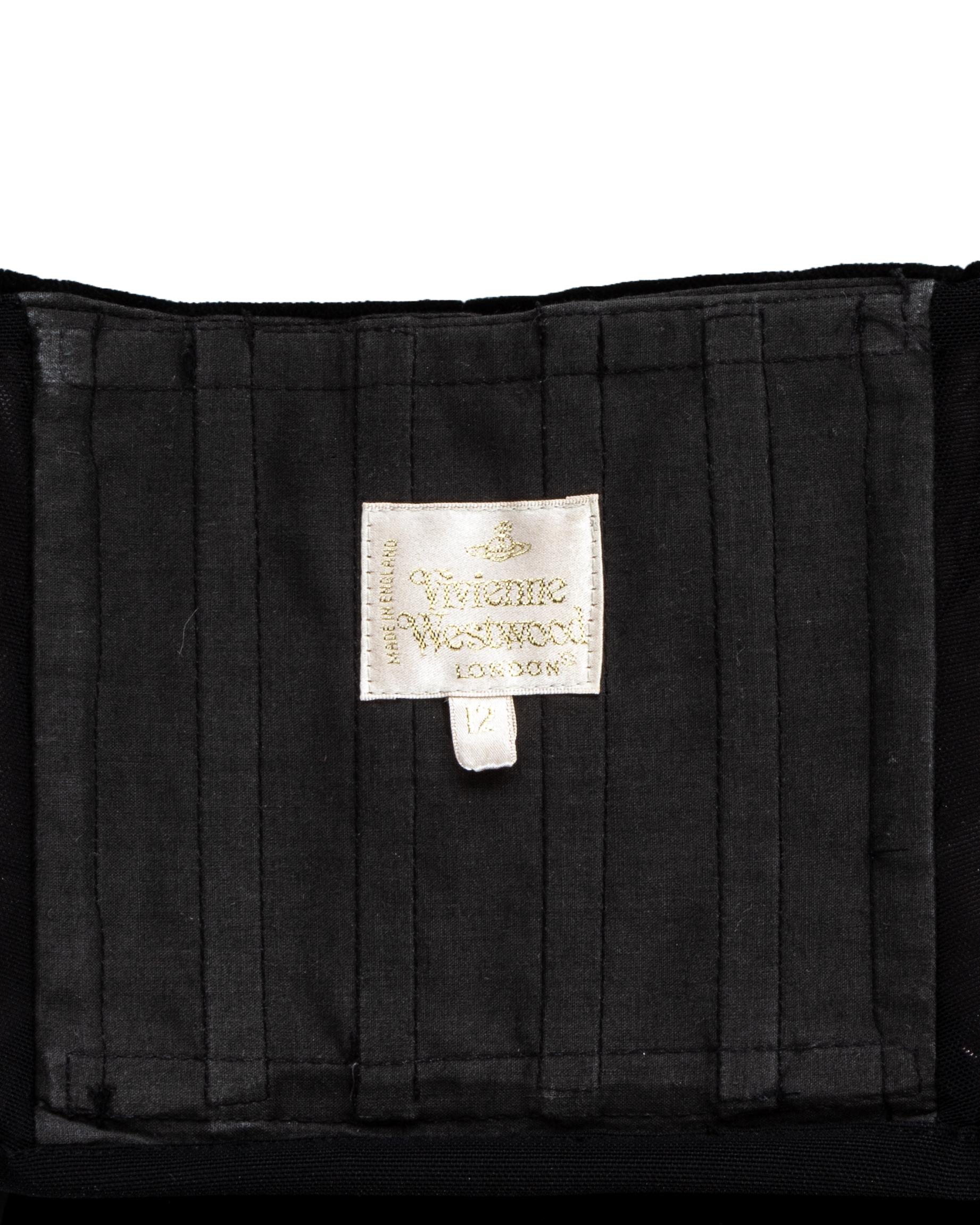 Vivienne Westwood black velvet corset waistcoat and maxi skirt, c. 1995-7 In Excellent Condition For Sale In London, GB