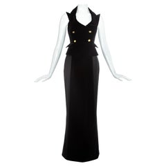 Retro Vivienne Westwood black velvet corset waistcoat and maxi skirt, c. 1995-7