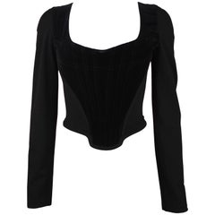 Vivienne Westwood Black Velvet Corset with Long Sleeves, C. late 90's, Size US 6