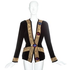 Vivienne Westwood black velvet jacket with gold brocade trim, fw 1998