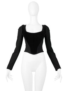 Vivienne Westwood Black Velvet Long Sleeve Corset