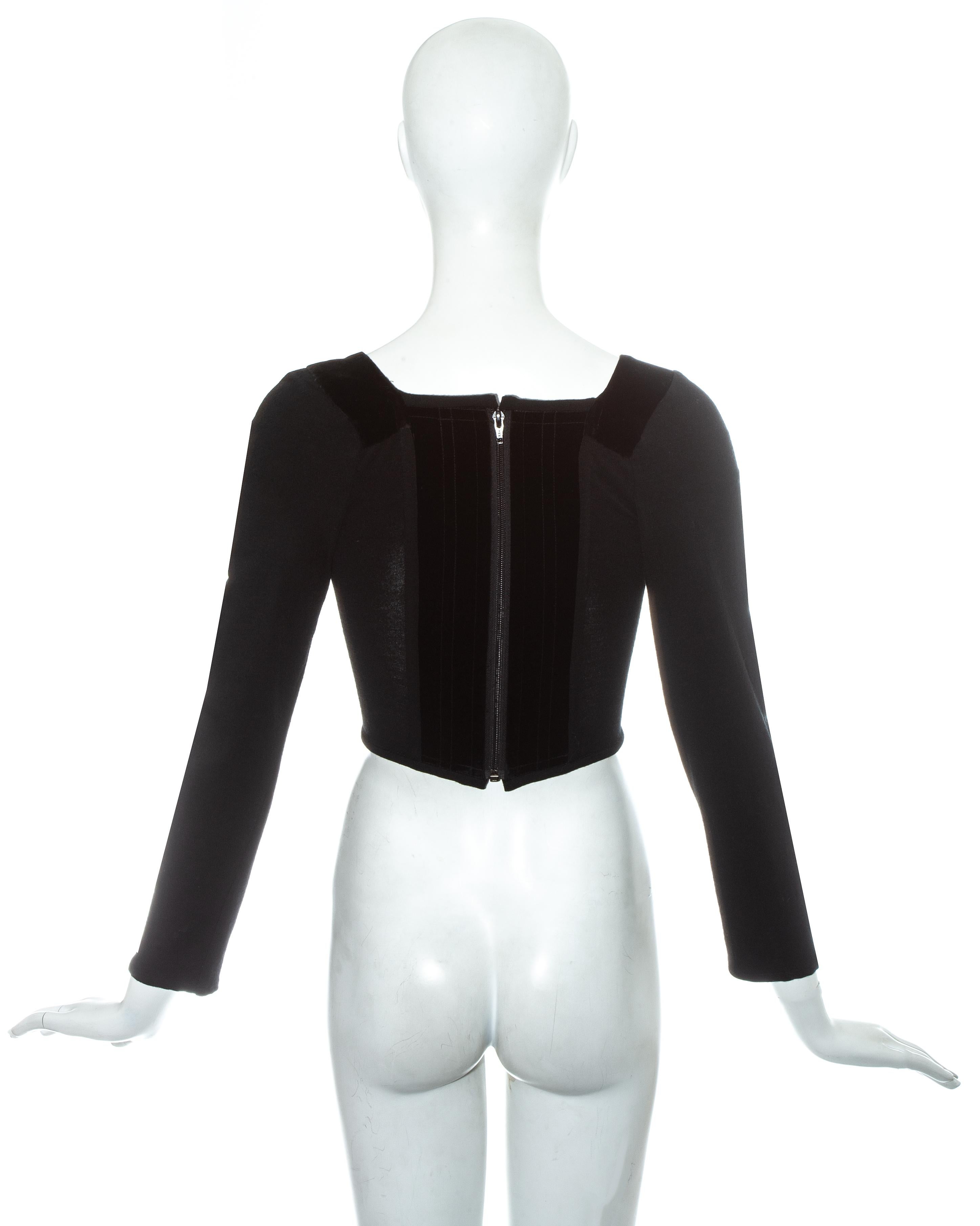 Vivienne Westwood black velvet long sleeve corset, fw 1988 In Excellent Condition In London, GB