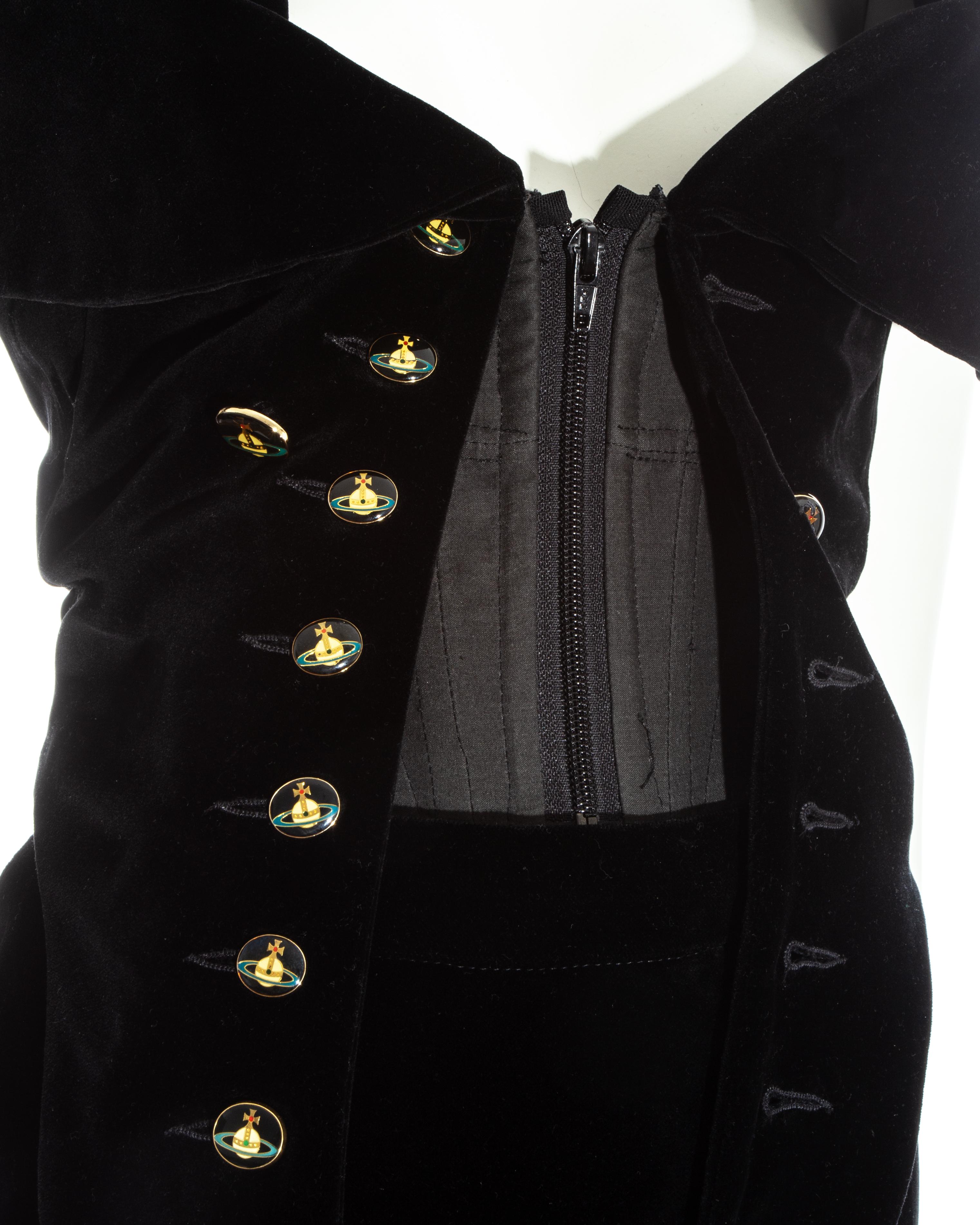Vivienne Westwood black velvet 'Vive La Cocotte' corseted skirt suit, fw 1995 In Excellent Condition In London, GB