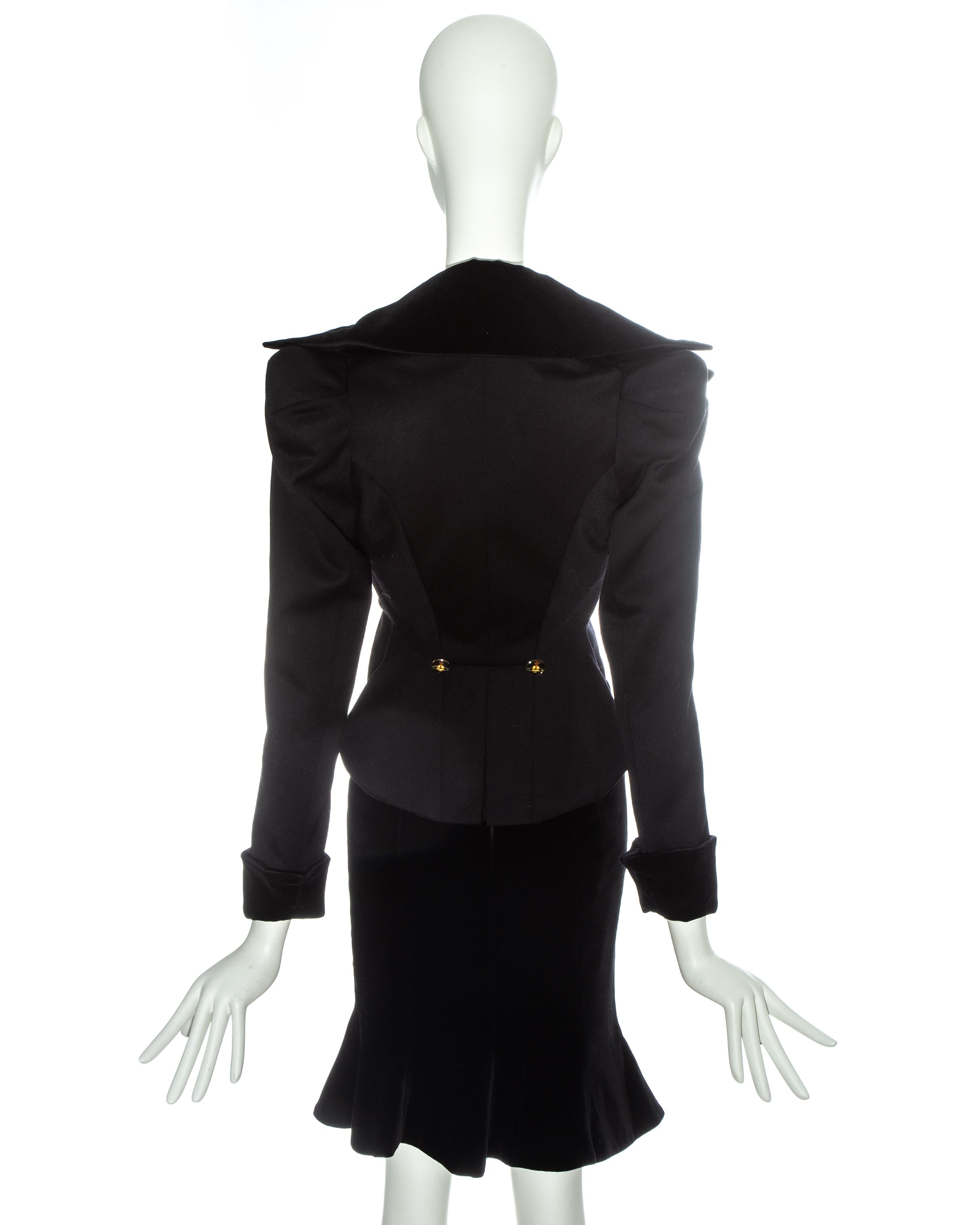 Women's Vivienne Westwood black velvet 'Vive La Cocotte' corseted skirt suit, fw 1995