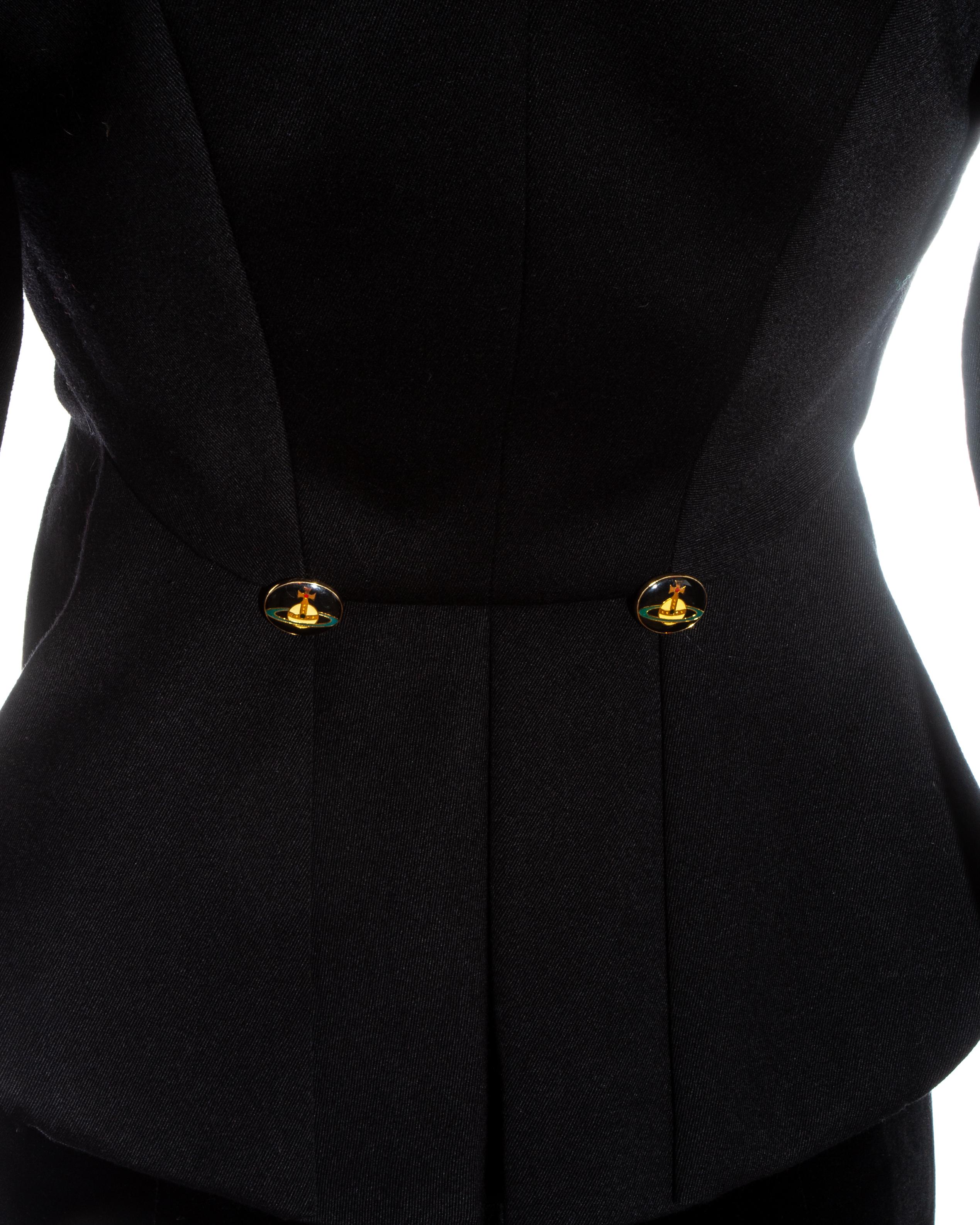 Vivienne Westwood black velvet 'Vive La Cocotte' corseted skirt suit, fw 1995 1