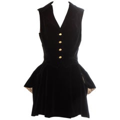 Vintage Vivienne Westwood black velvet waistcoat and peplum skirt, fw 1992