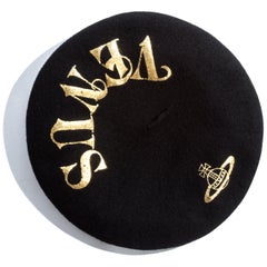 Retro Vivienne Westwood black wool and gold 'Venus' beret, ss 1988