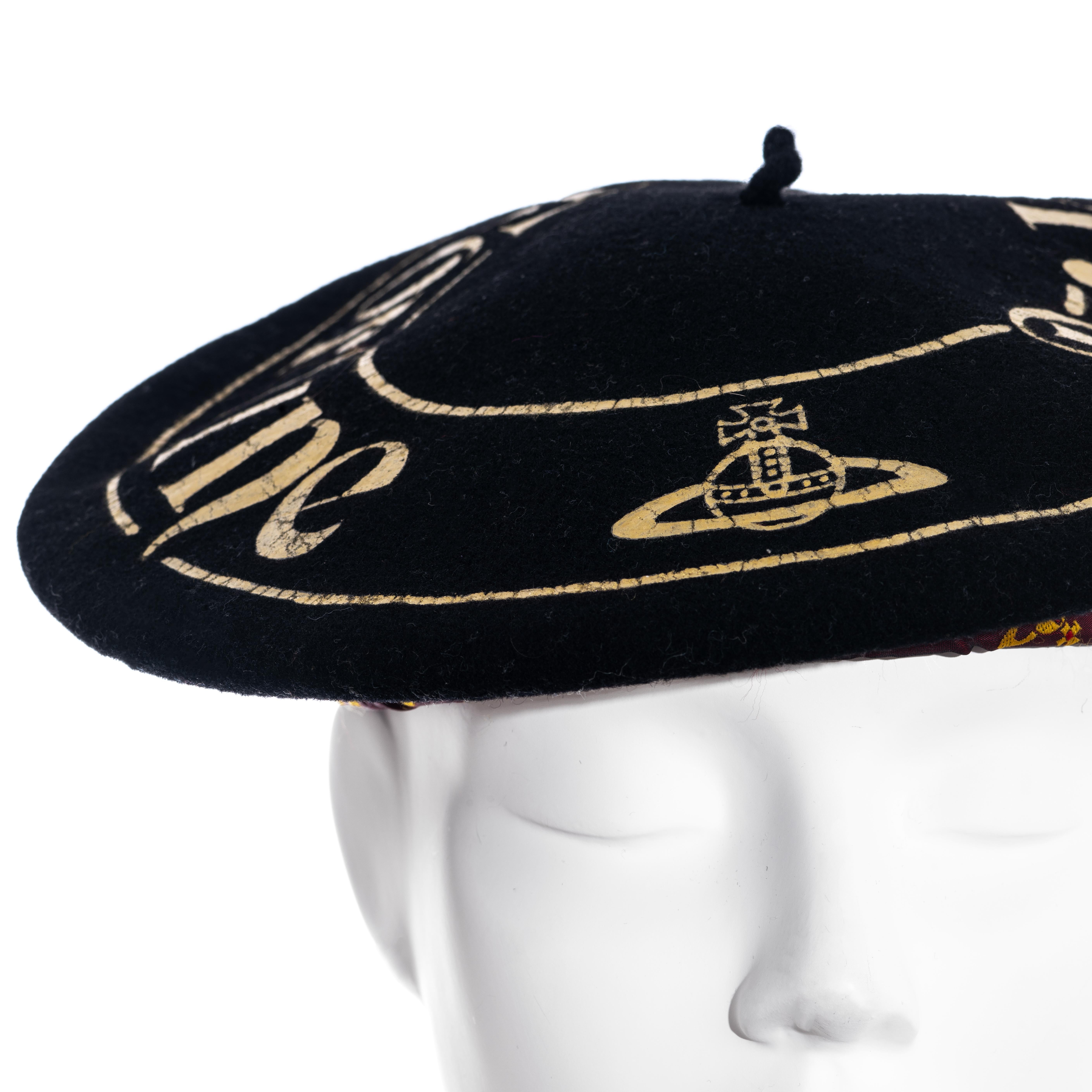 Vivienne Westwood Beret aus schwarzer Wolle „Bride of Fortune“, ss 1988 (Schwarz) im Angebot