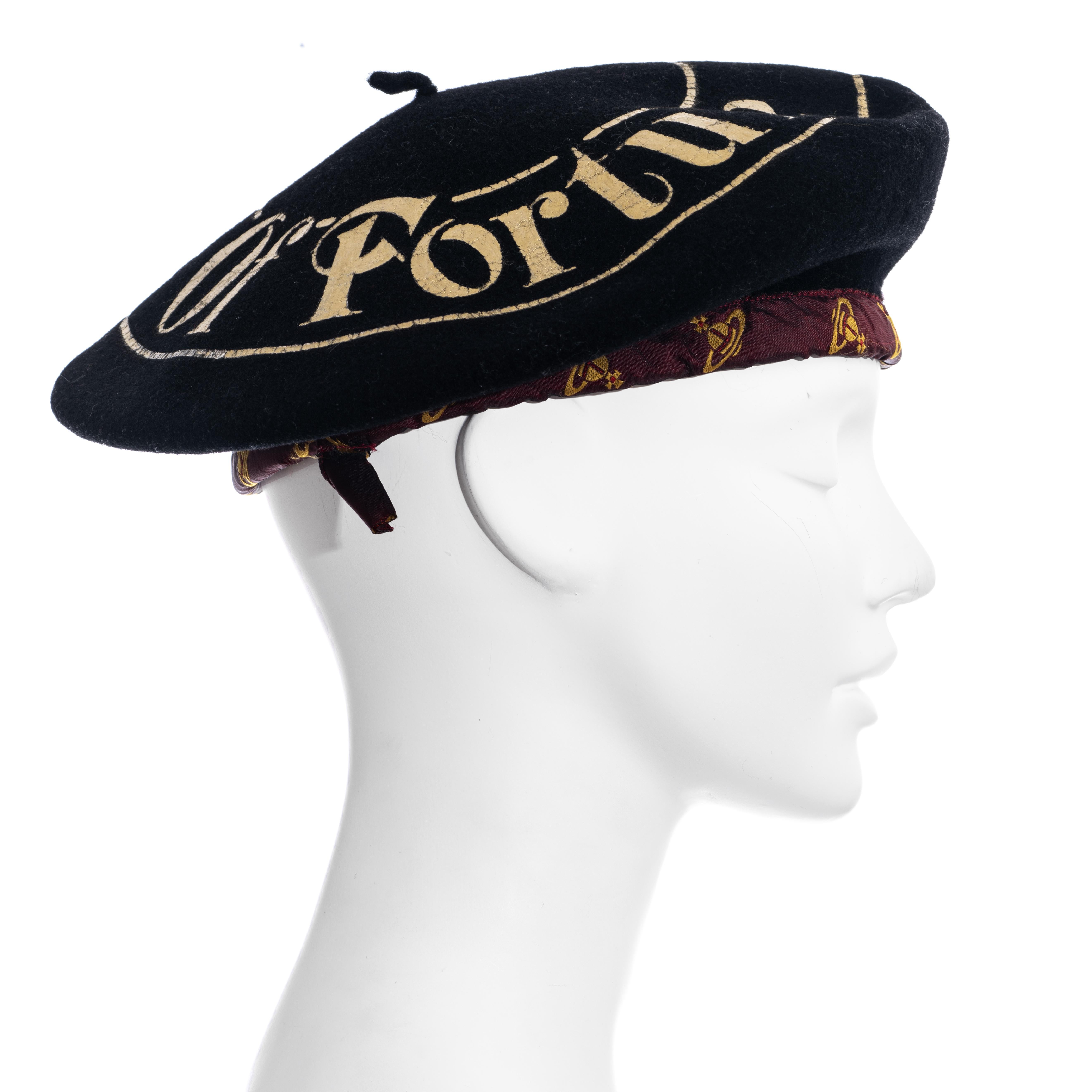 Vivienne Westwood Beret aus schwarzer Wolle „Bride of Fortune“, ss 1988 im Zustand „Gut“ im Angebot in London, GB