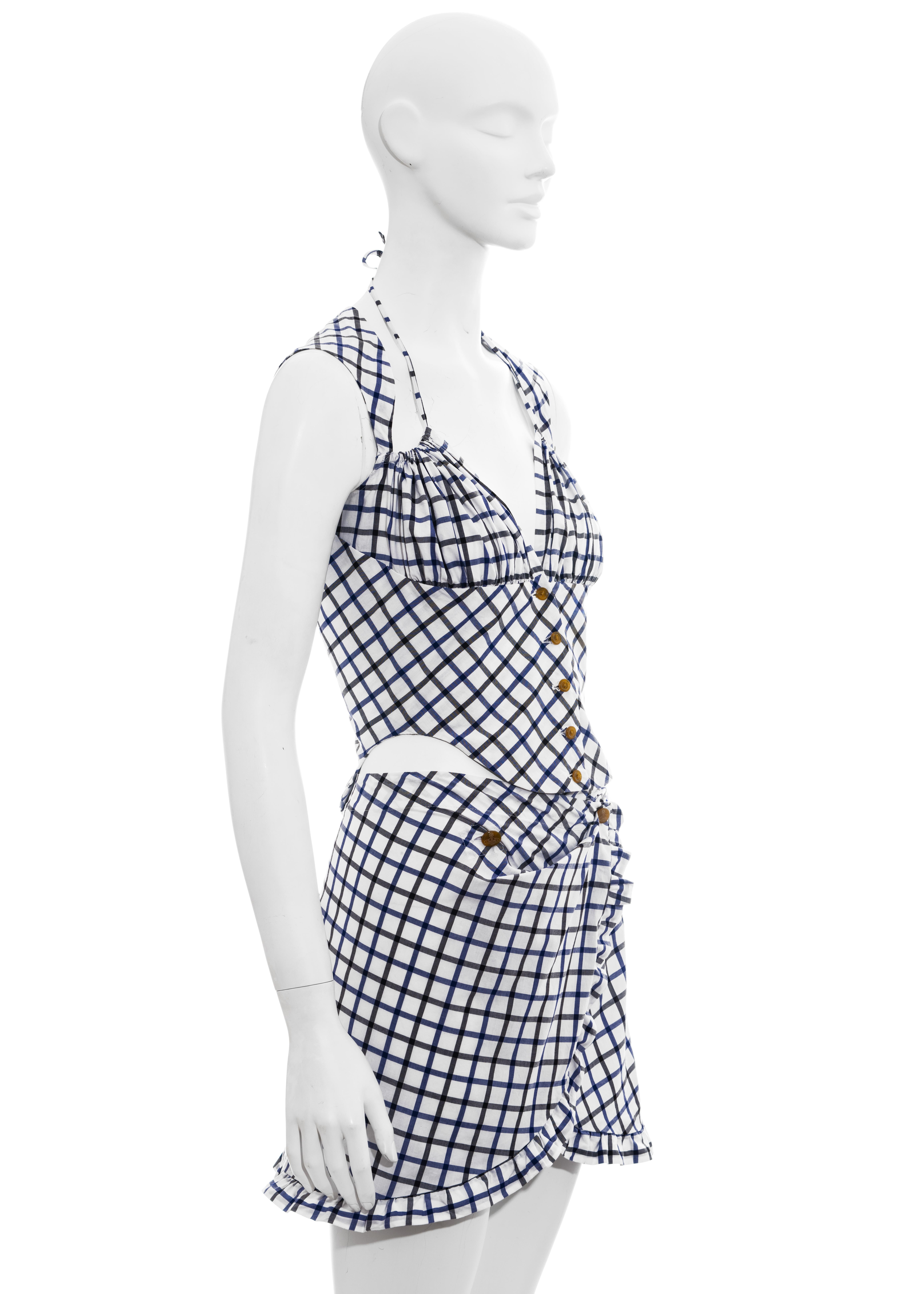Gray Vivienne Westwood blue and white checked cotton skirt suit, ss 1994