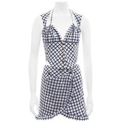 Costume jupe en coton à carreaux bleus et blancs Vivienne Westwood:: ss 1994
