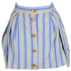 Vivienne Westwood blue and yellow cotton striped button up mini skirt 