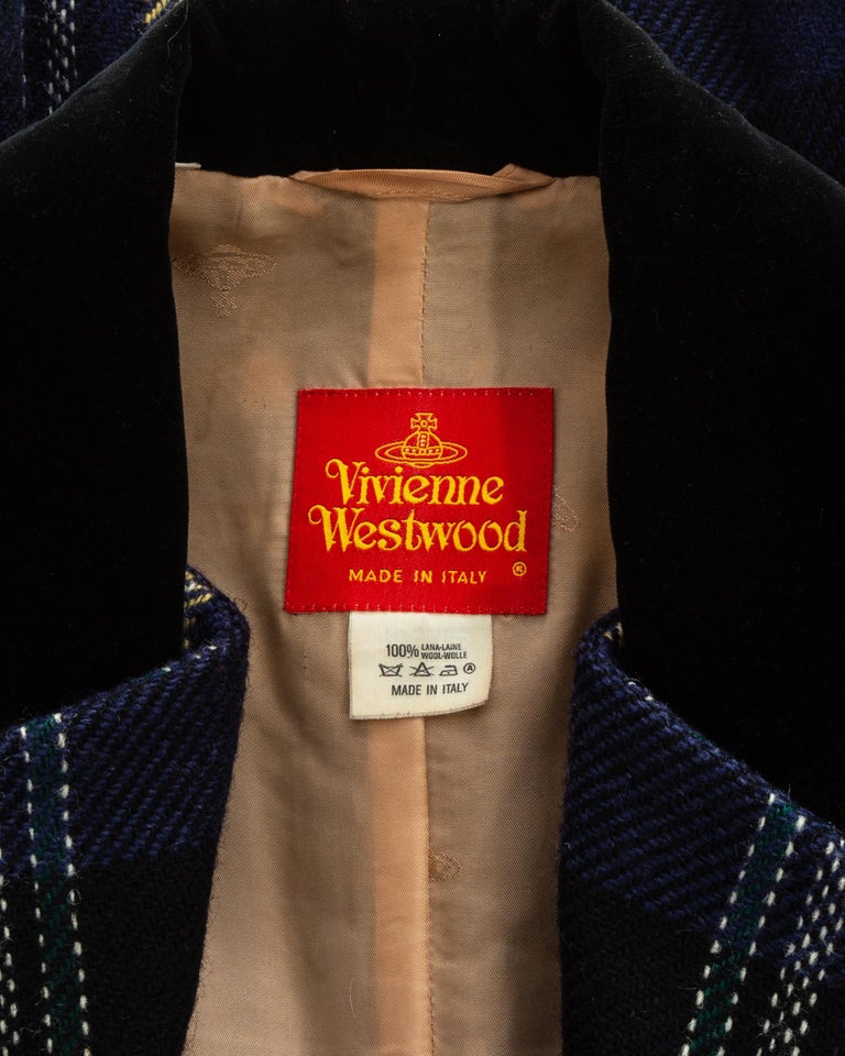 Vivienne Westwood blue checked wool skirt suit, fw 1994 For Sale at 1stdibs