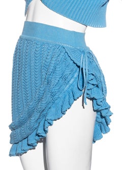 Vivienne Westwood blue crochet-knit cotton skirt and cardigan set, ss 1995