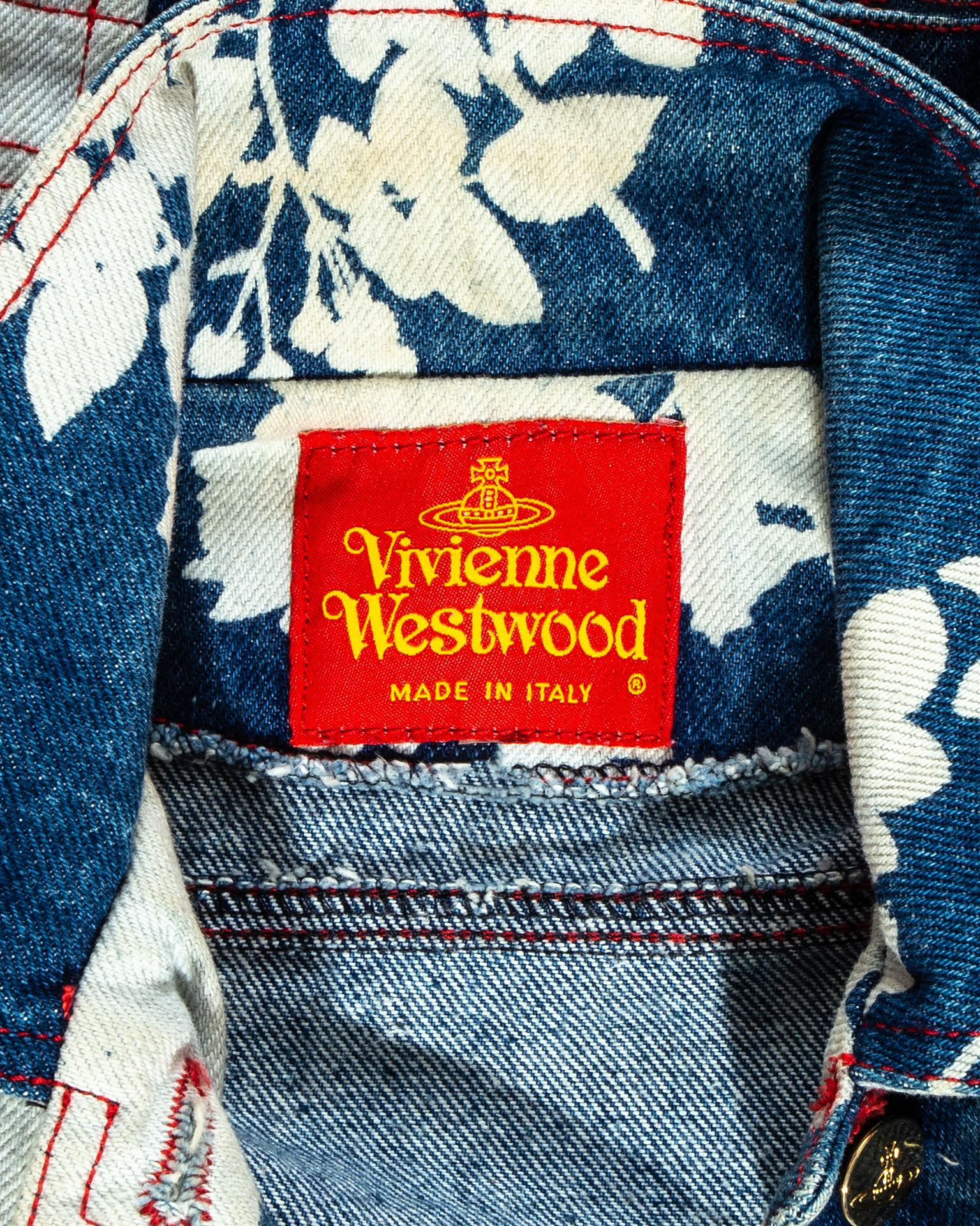Blauer Denim-Hosenanzug von Vivienne Westwood mit gebleichter Blumendruck, Frühjahr/Sommer 1994 4