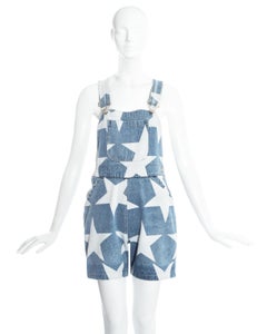 Vivienne Westwood blue denim star print 'Mini Crini' dungarees. ss 1985