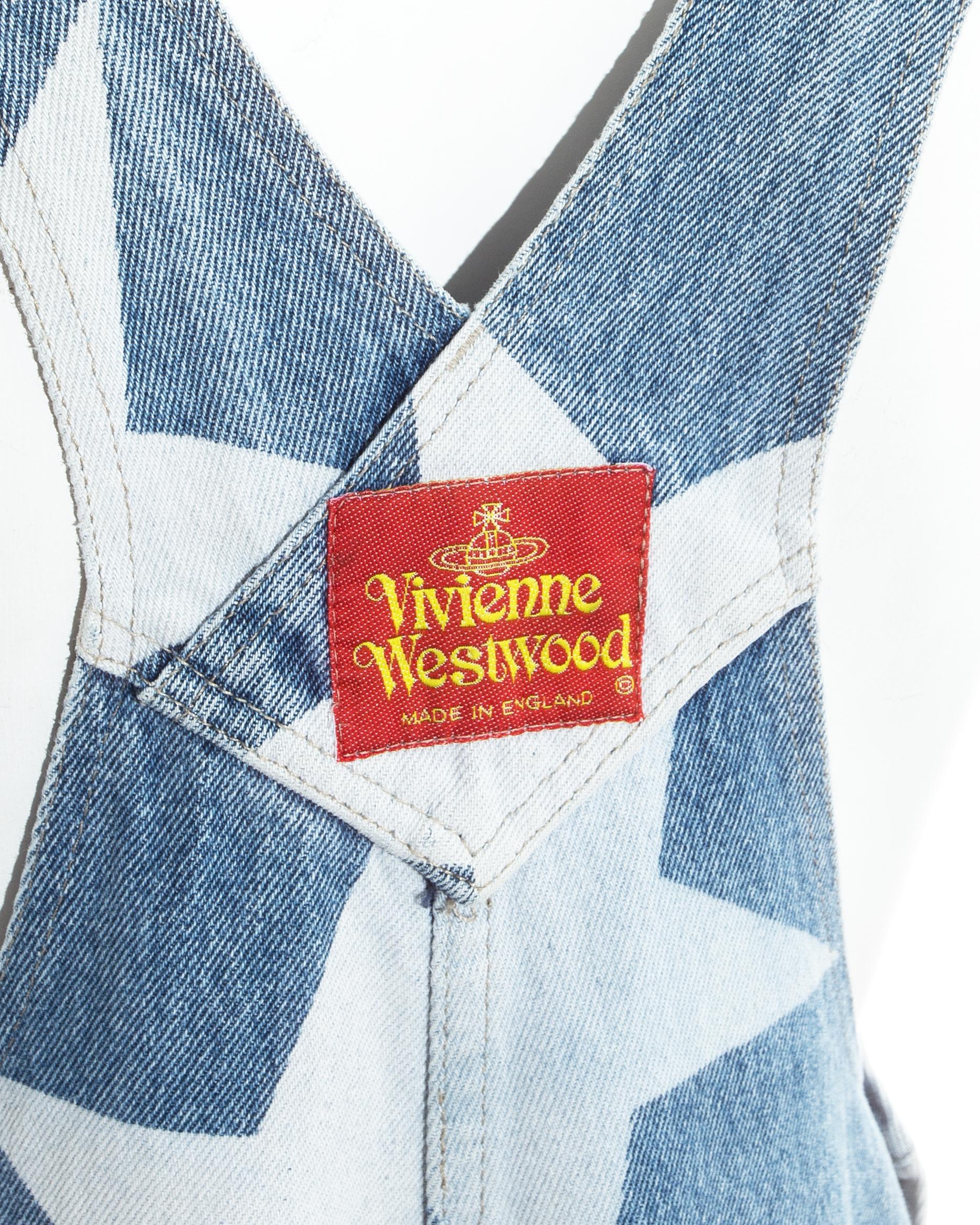 Vivienne Westwood Blaue Denim-Tuch 'Mini Crini' mit Sternendruck, ss 1985 Damen im Angebot