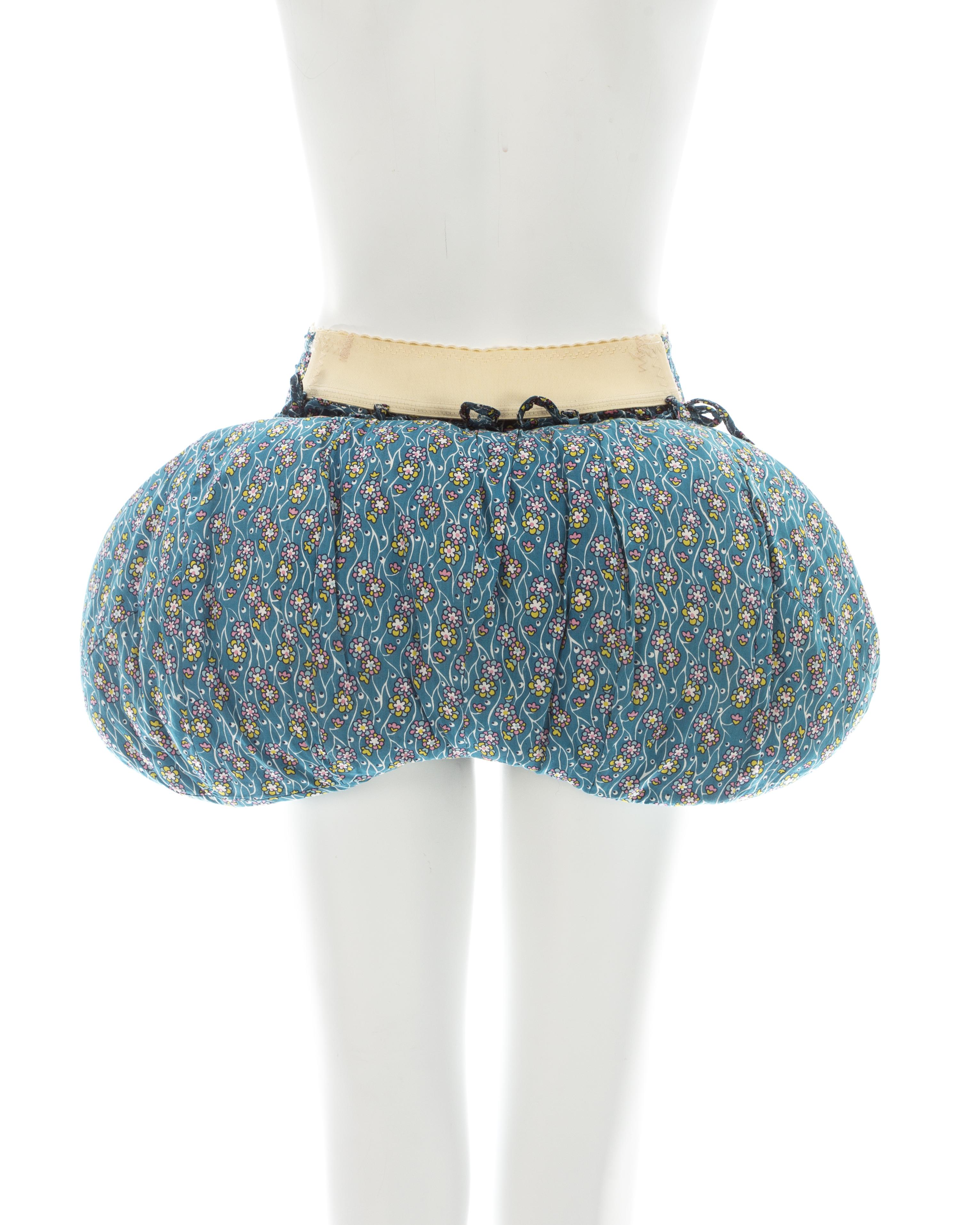 Vivienne Westwood blue floral cotton bustle and briefs set, ss 1995 In Good Condition In London, GB