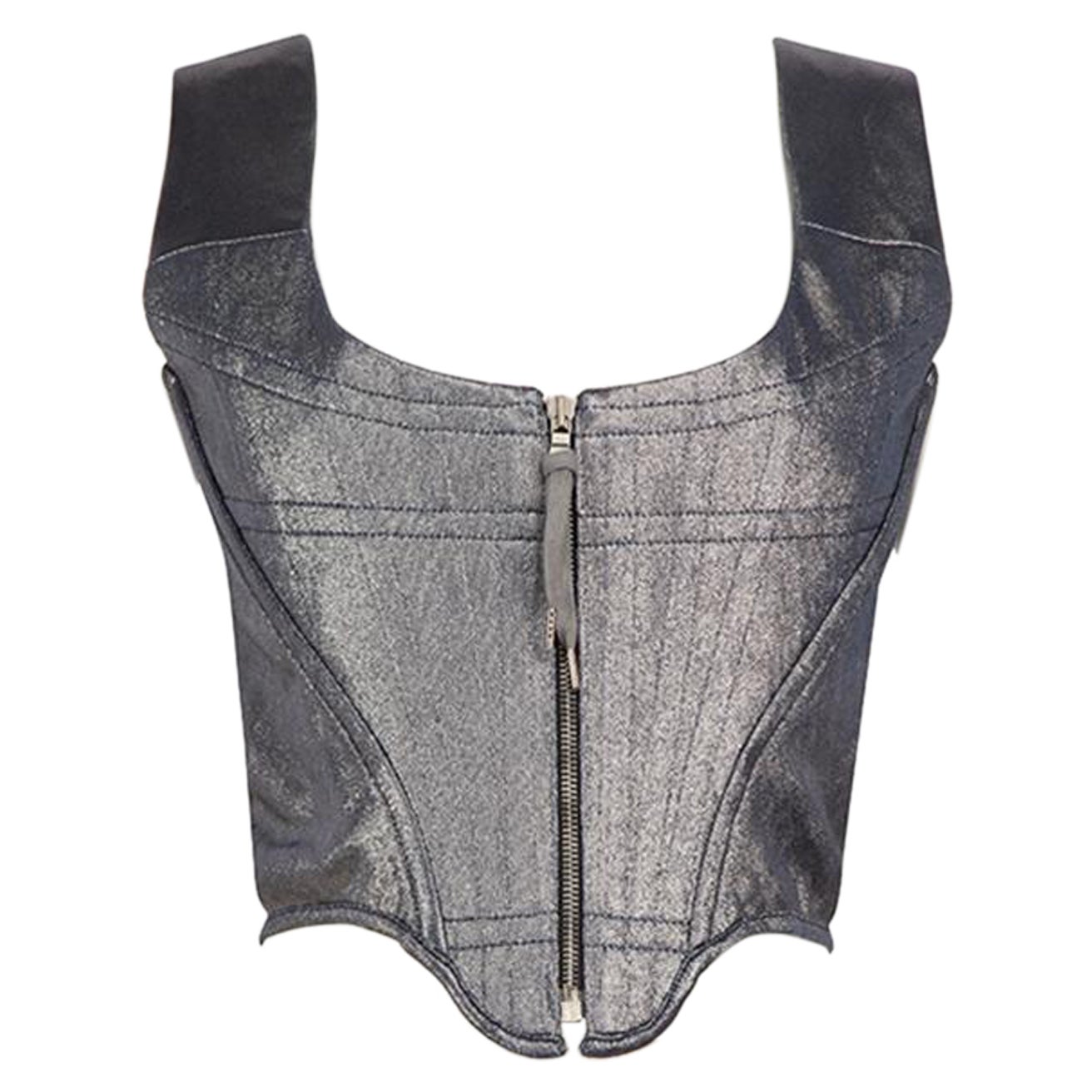 Vivienne Westwood Blue Metallic Portrait Corset Top Size L